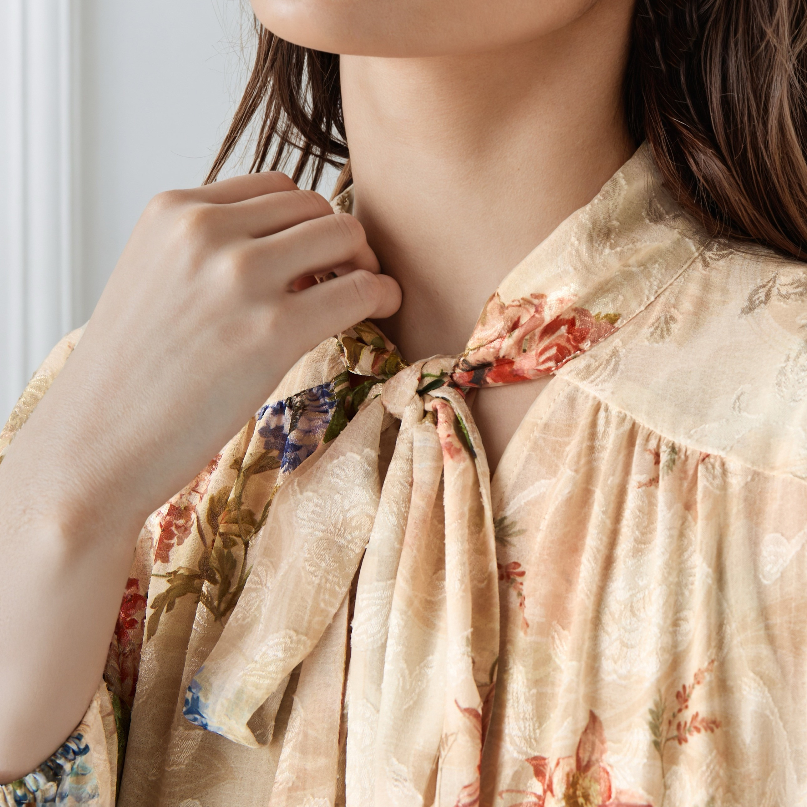Floral Print Midi Dress with Neck Tie-Up-women-clothing-dresses-image-3