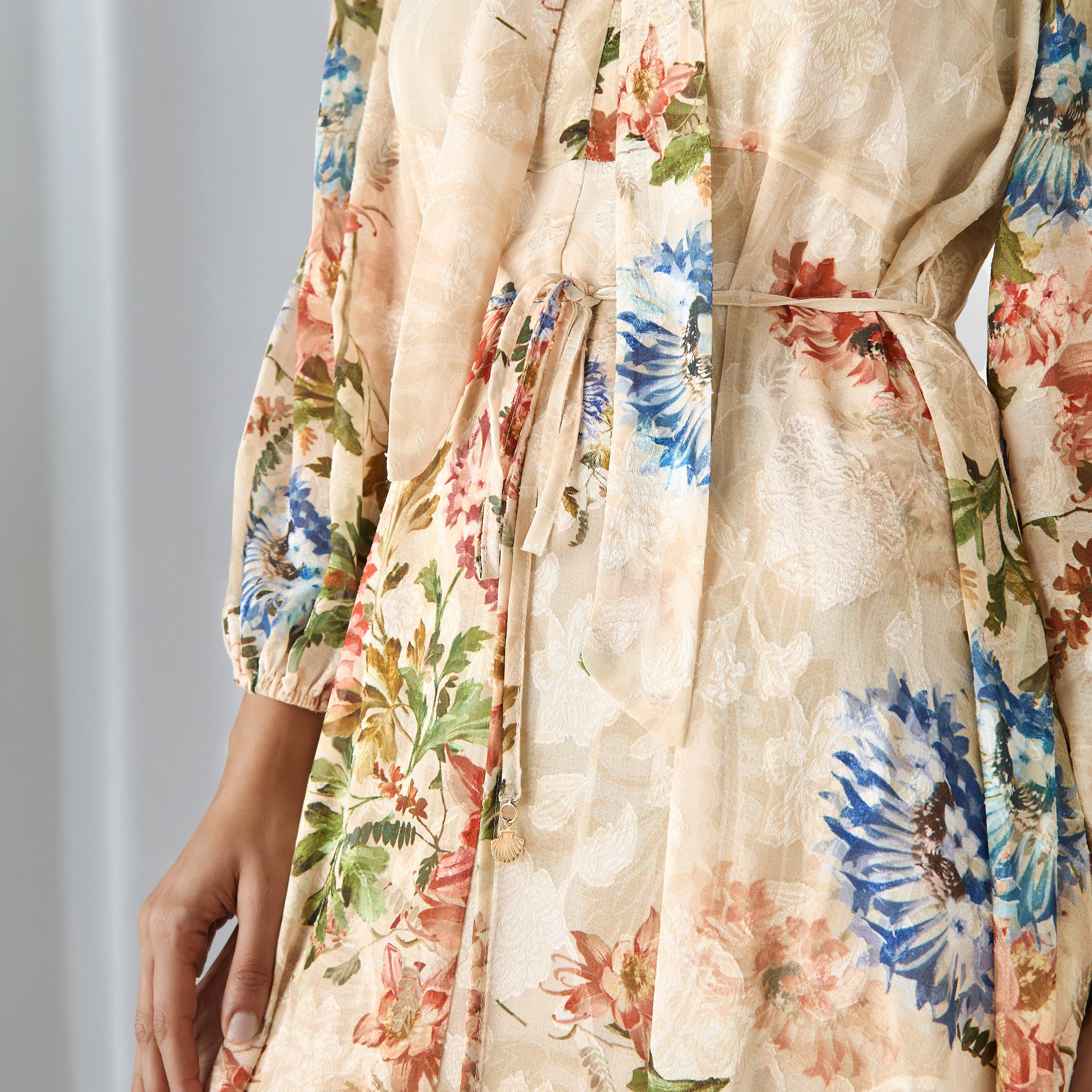 Floral Print Midi Dress with Neck Tie-Up-women-clothing-dresses-image-5
