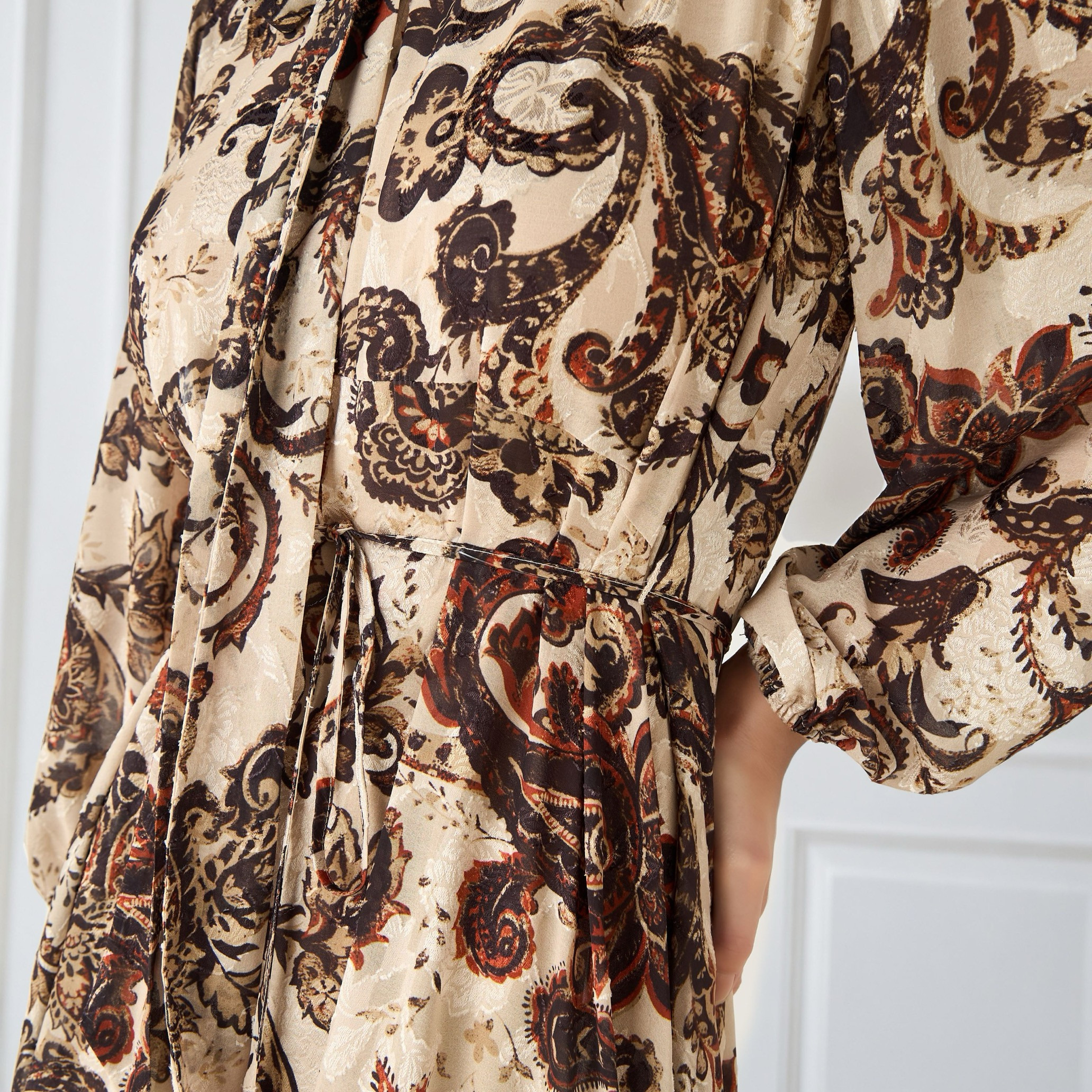Printed Midi Dress with Neck Tie-Up-women-clothing-dresses-image-5