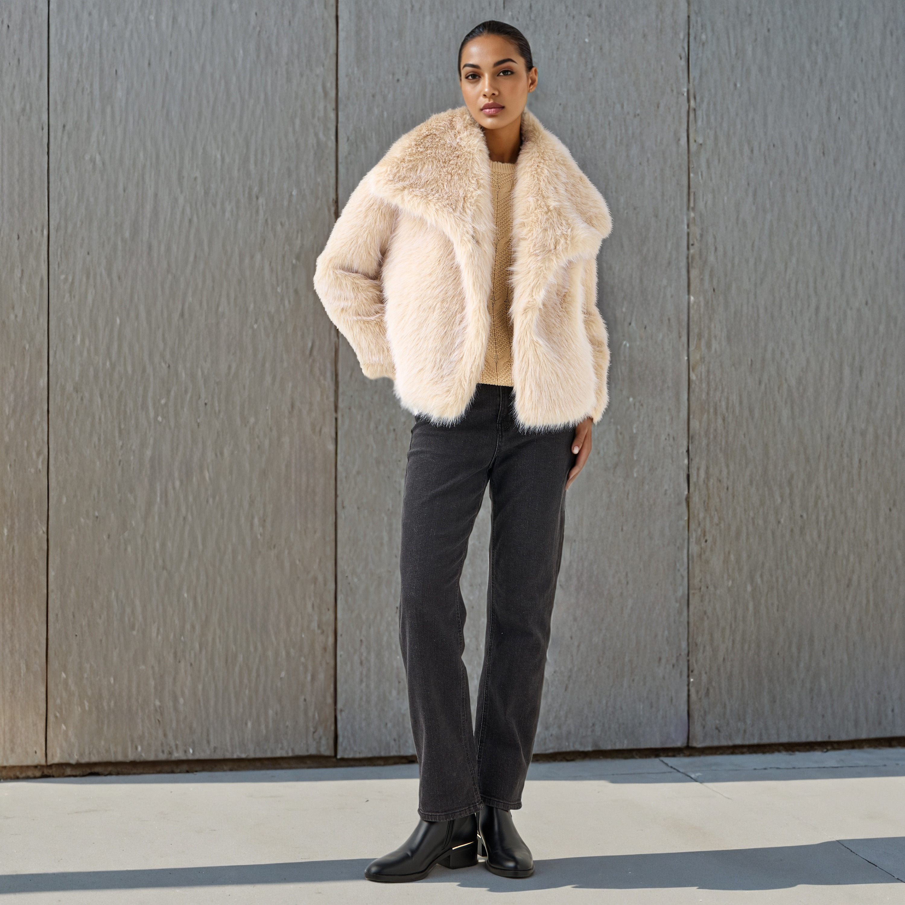 Cropped Fur Jacket with Long Sleeves-women-winterwear-coatsandjackets-jackets-image-2