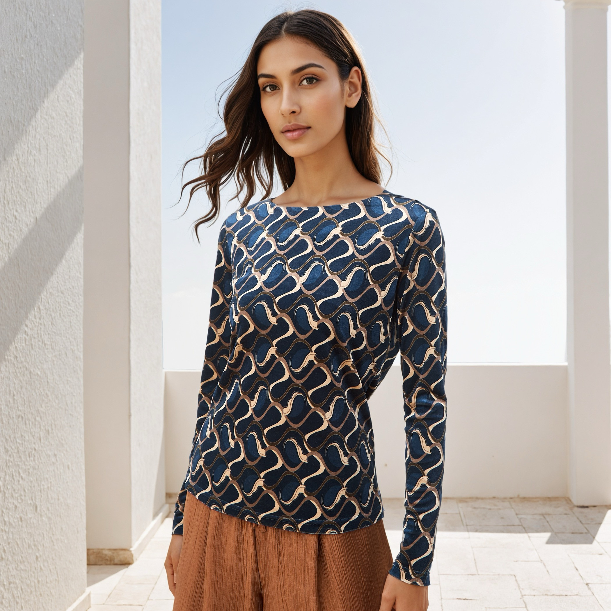 Printed Velvet Top-women-clothing-tshirts-image-1