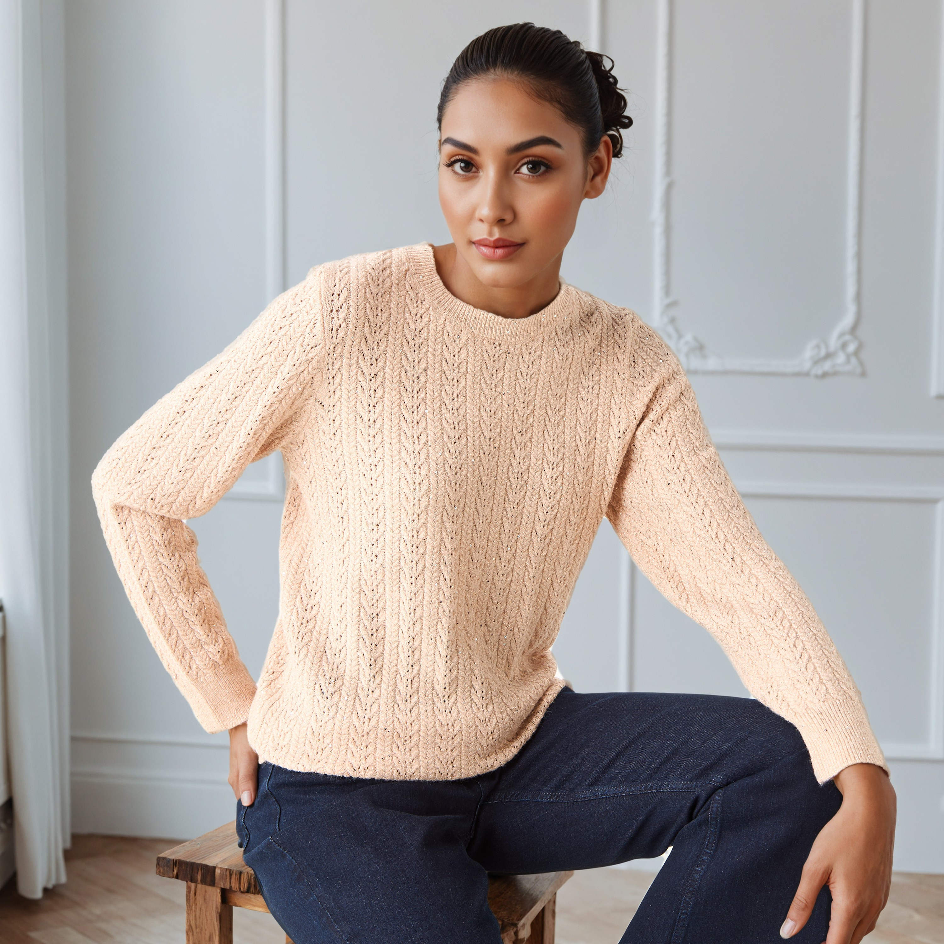 كنزة منسوجة بقصّة عادية وياقة ضيقة-women-clothing-cardigansandjumpers-jumpers-image-5