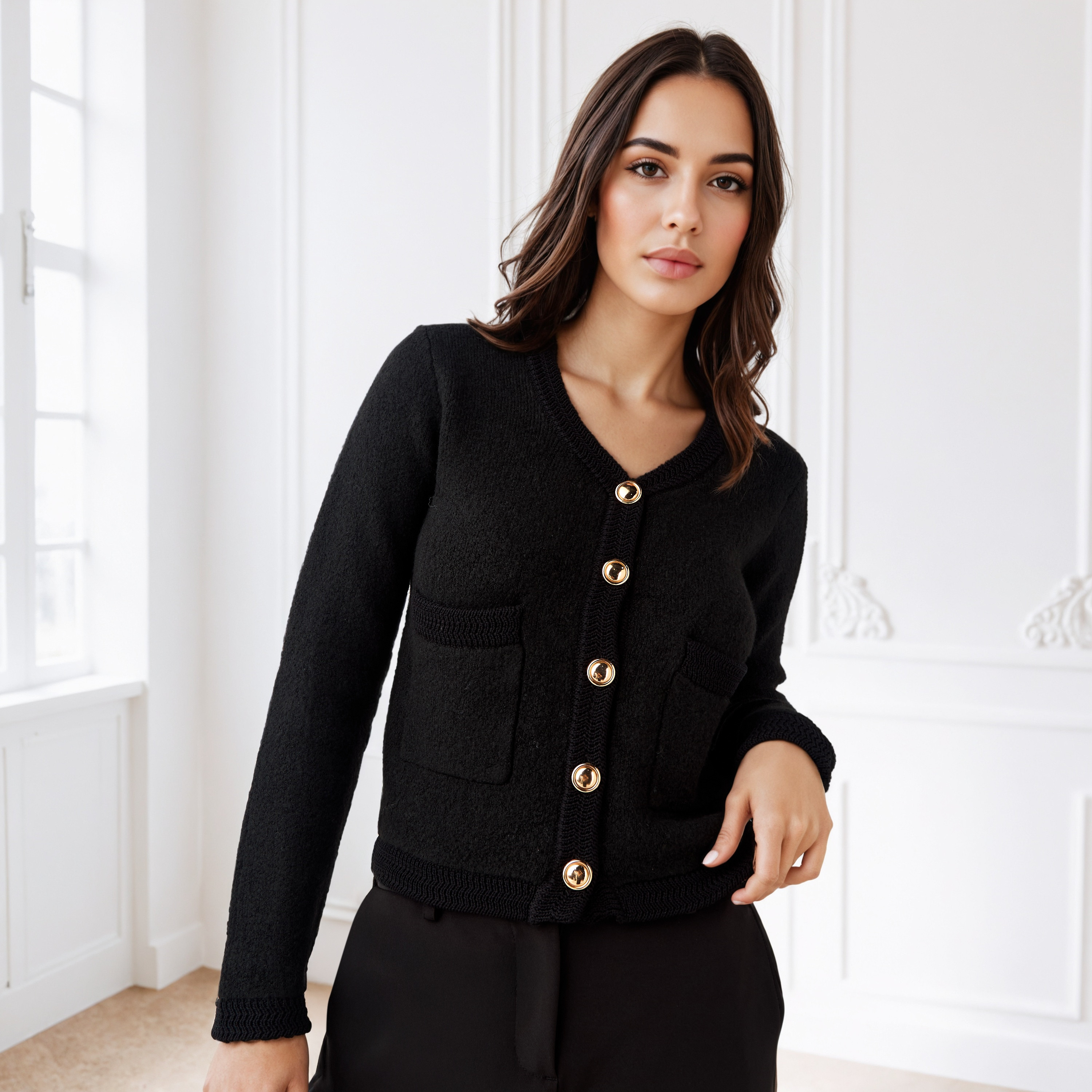 Relaxed Fit V-neck Cardigan-women-winterwear-cardigansandjumpers-cardigans-image-1