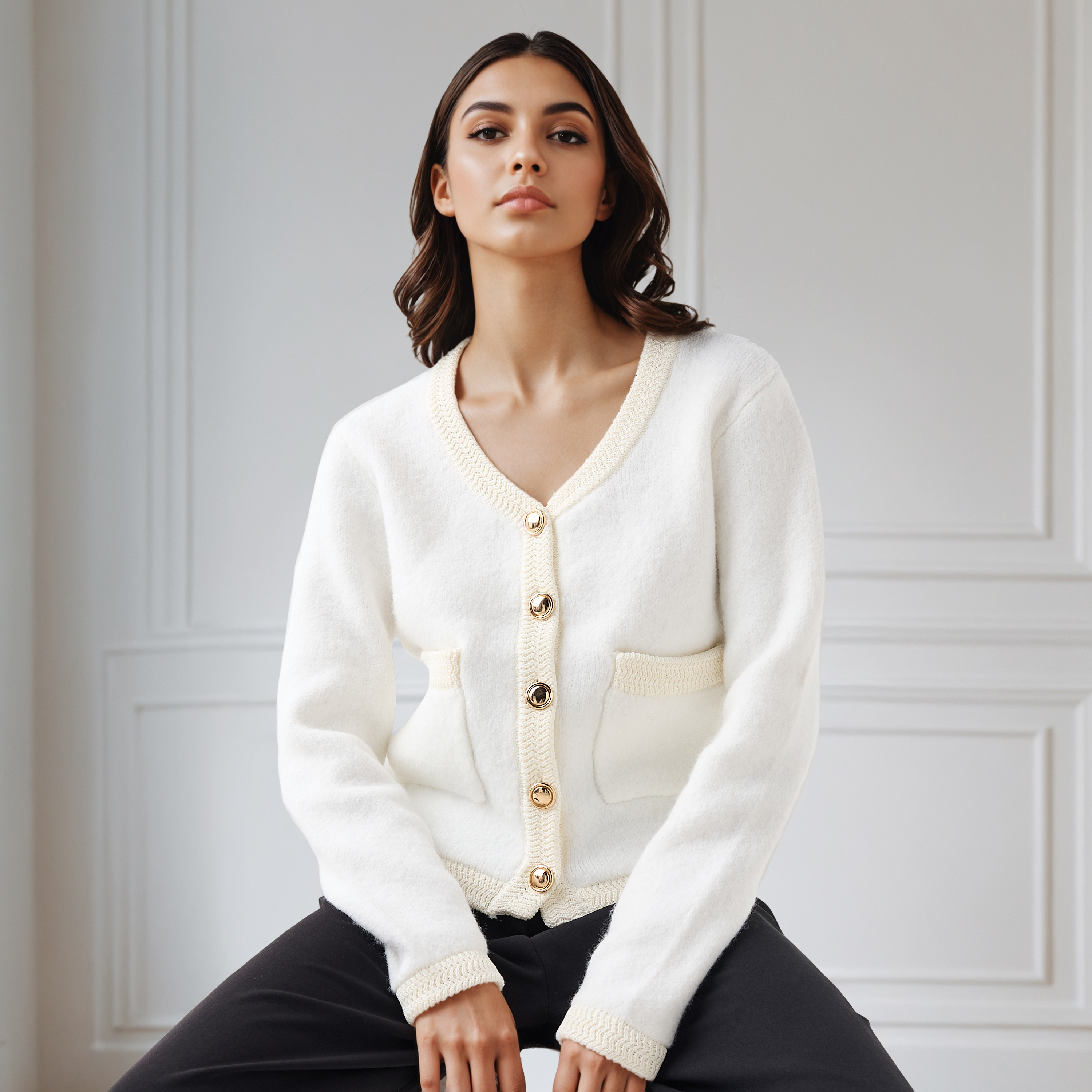 Relaxed Fit V-neck Cardigan-women-winterwear-cardigansandjumpers-cardigans-image-1