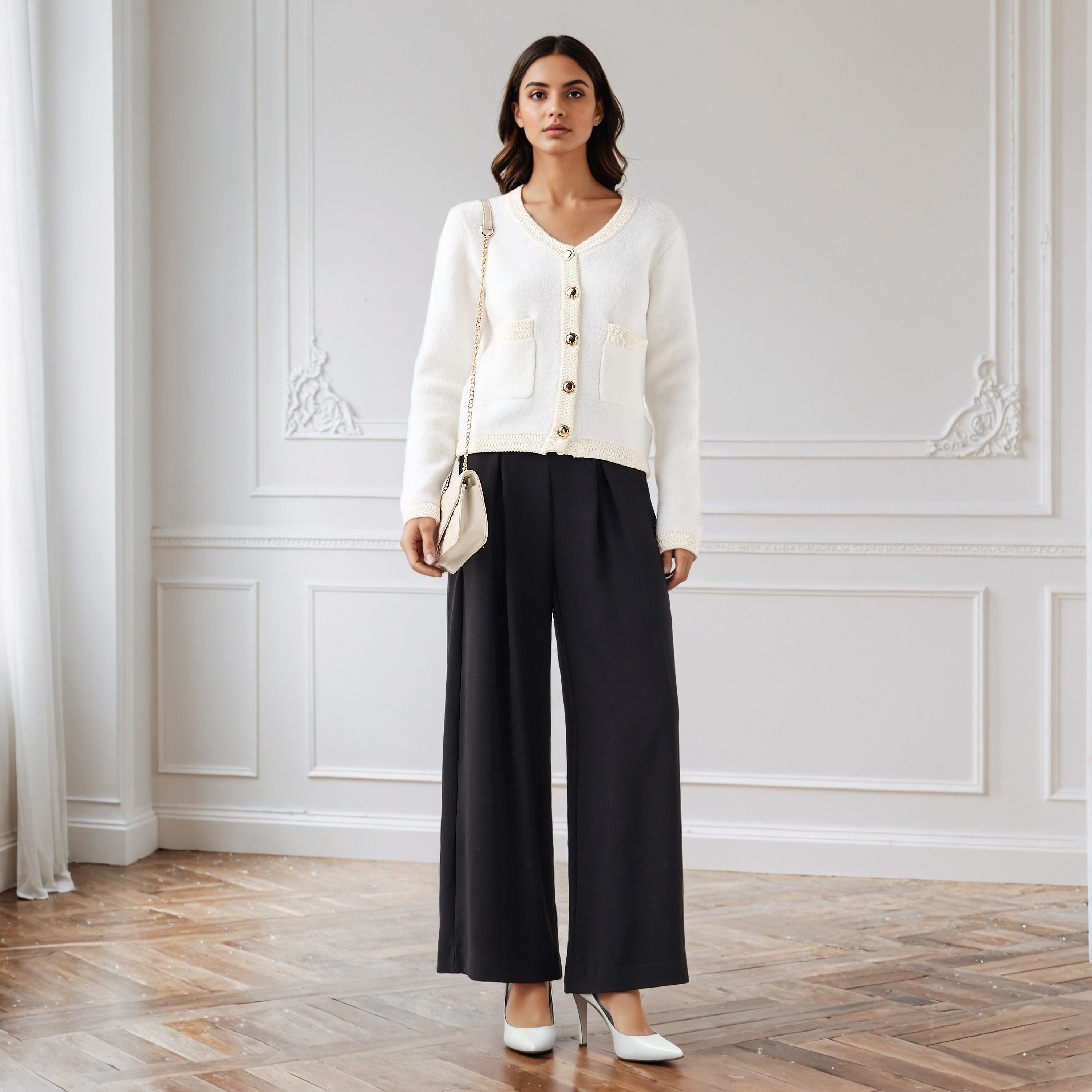 Relaxed Fit V-neck Cardigan-women-winterwear-cardigansandjumpers-cardigans-image-2