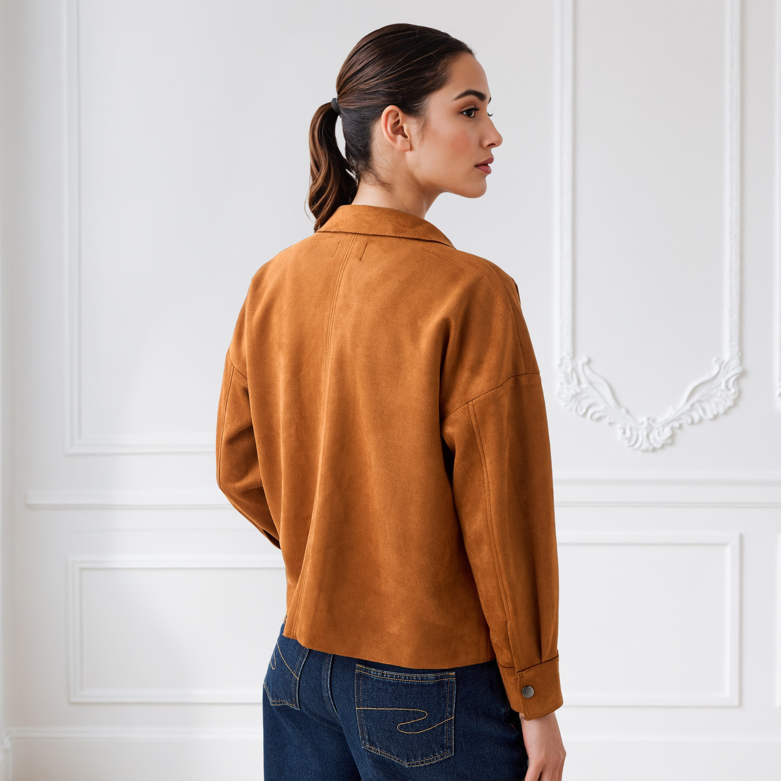 Regular Fit Suede Jacket-women-winterwear-coatsandjackets-jackets-image-3