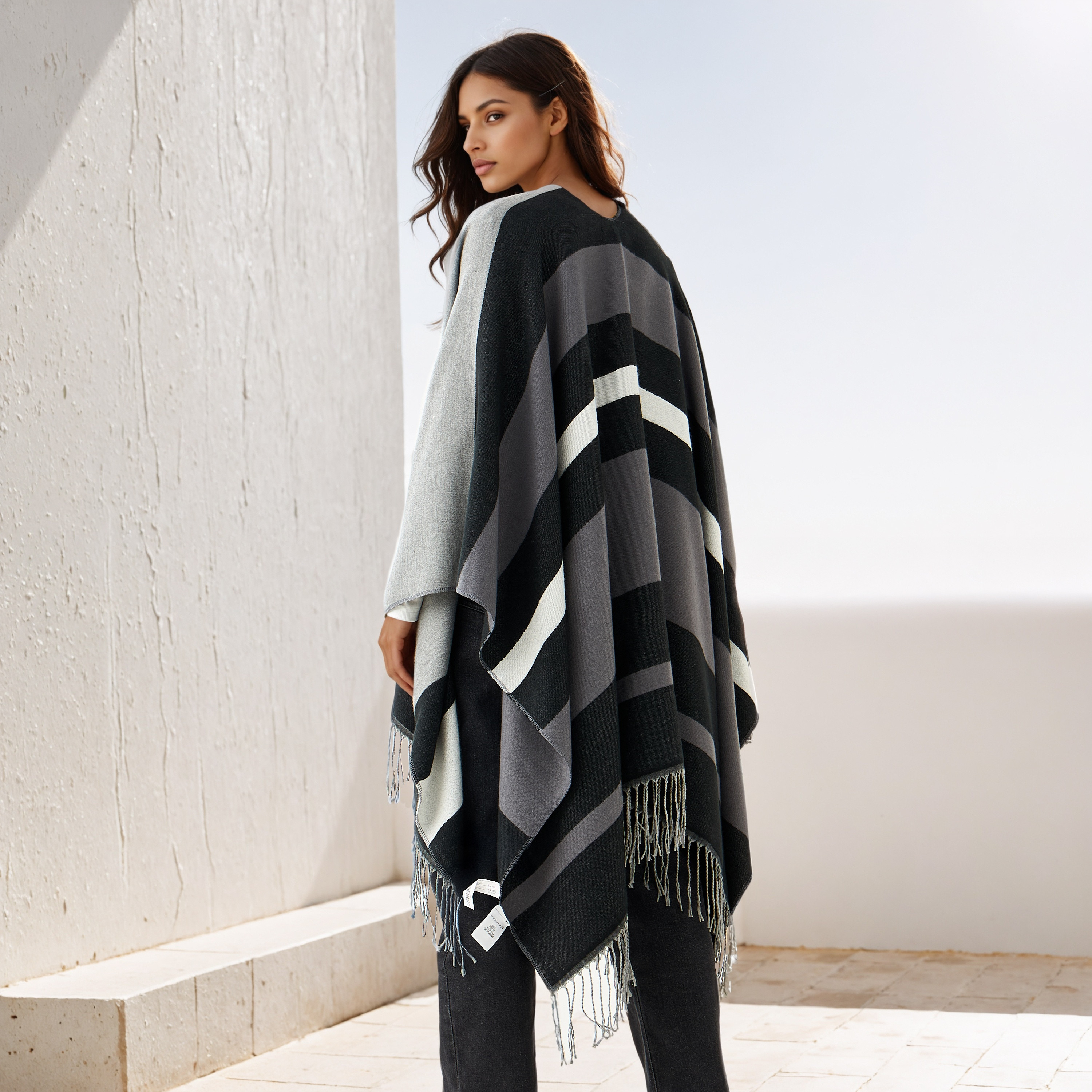 Jacquard Poncho with Fringe Detail-women-winterwear-cardigansandjumpers-cardigans-image-3