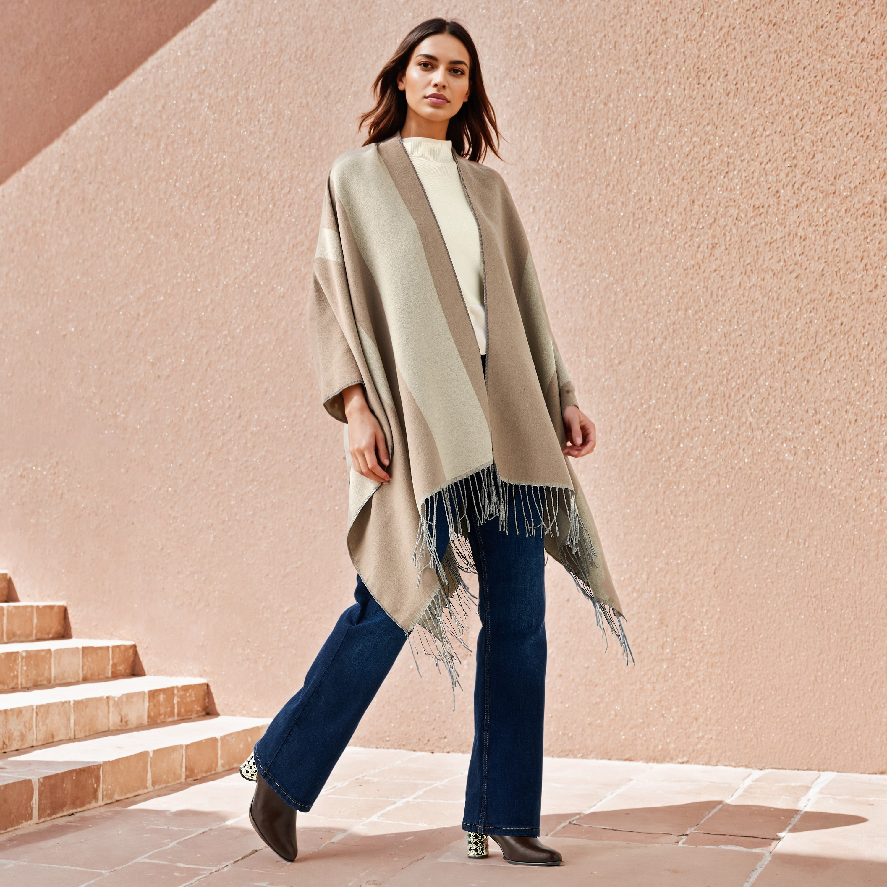 Jacquard Poncho with Fringe Detail-women-winterwear-cardigansandjumpers-cardigans-image-2