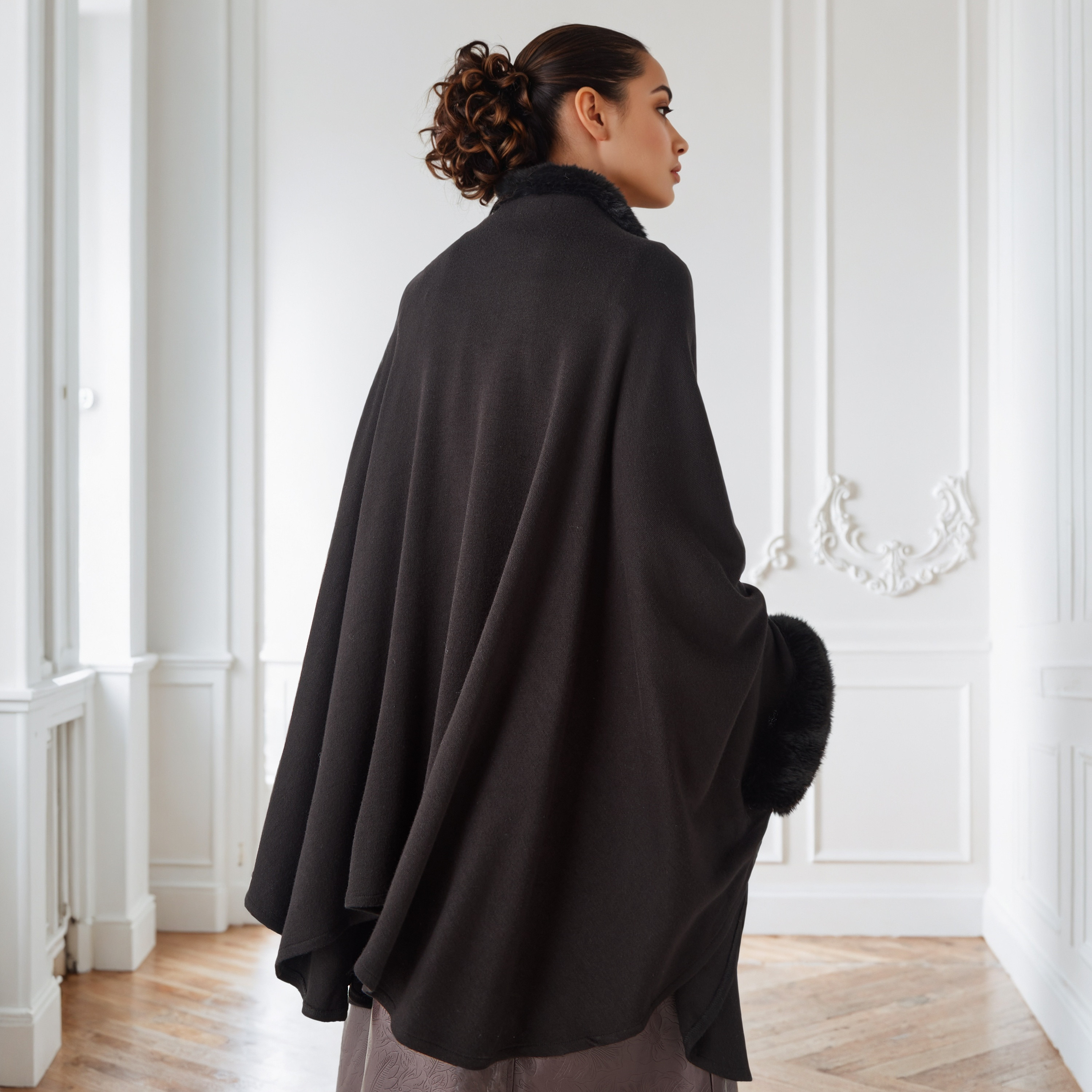 Relaxed Fit Faux Fur Open Front Poncho-women-winterwear-cardigansandjumpers-cardigans-image-3