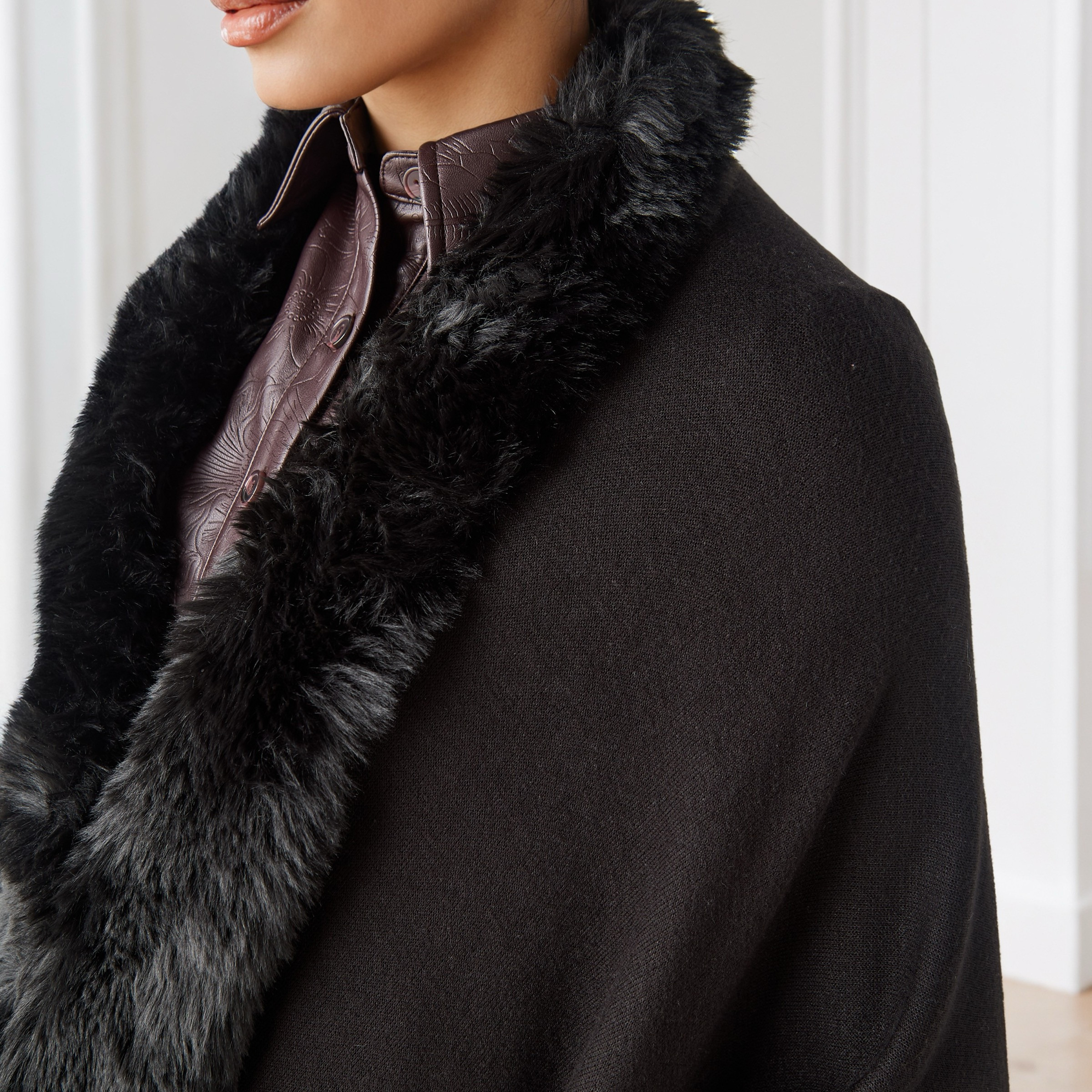 Relaxed Fit Faux Fur Open Front Poncho-women-winterwear-cardigansandjumpers-cardigans-image-4