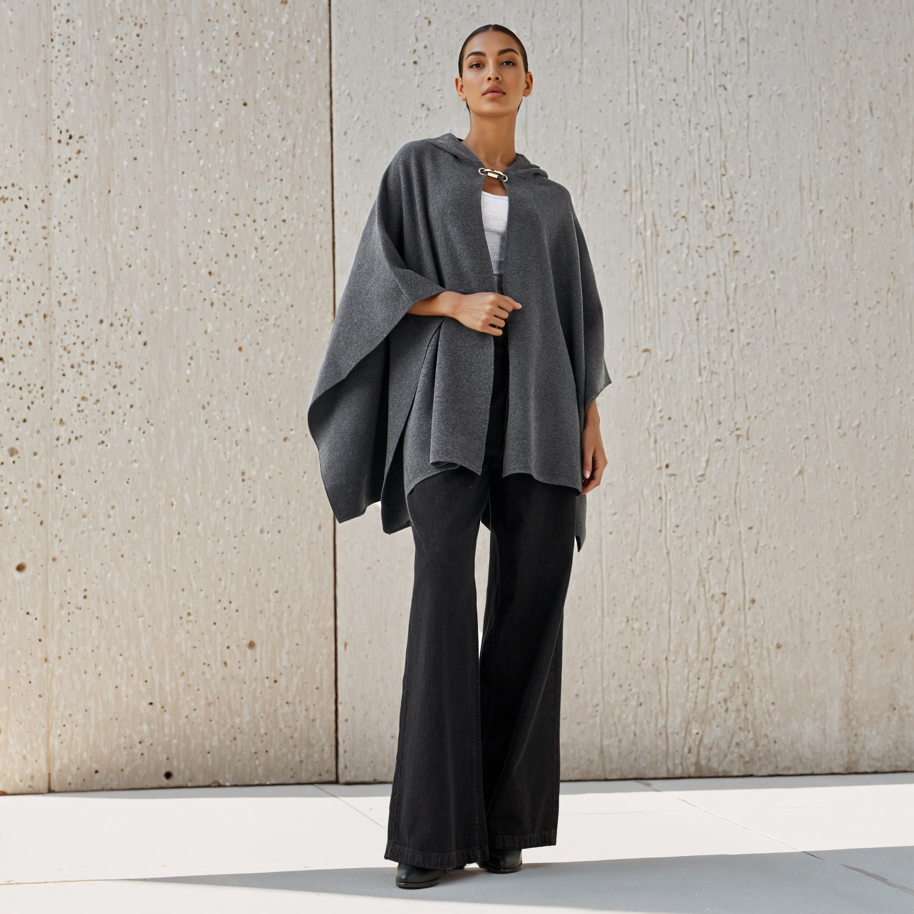 Relaxed Fit Hooded Poncho-women-winterwear-cardigansandjumpers-cardigans-image-2