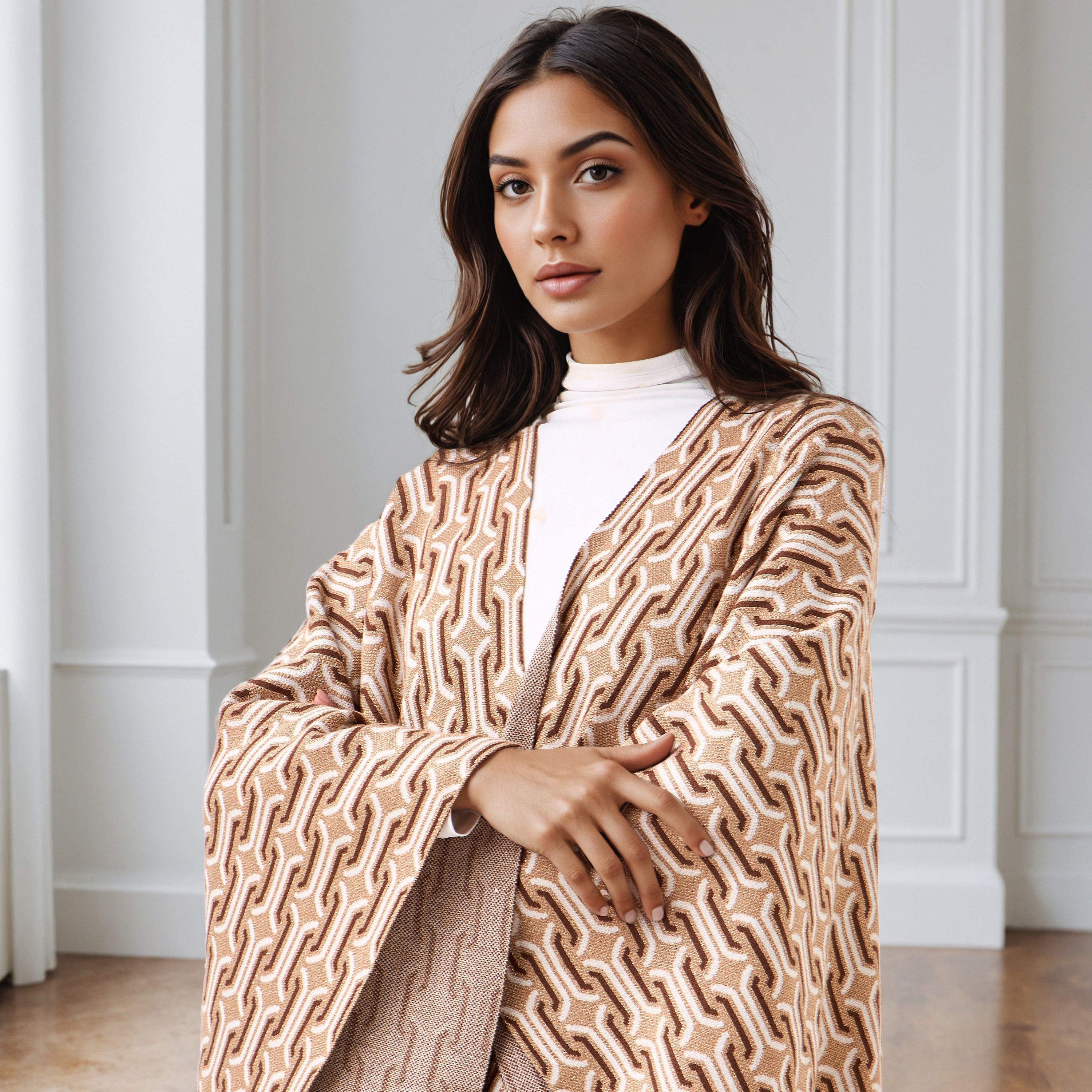 Relaxed Fit Printed Poncho-women-winterwear-cardigansandjumpers-cardigans-image-4