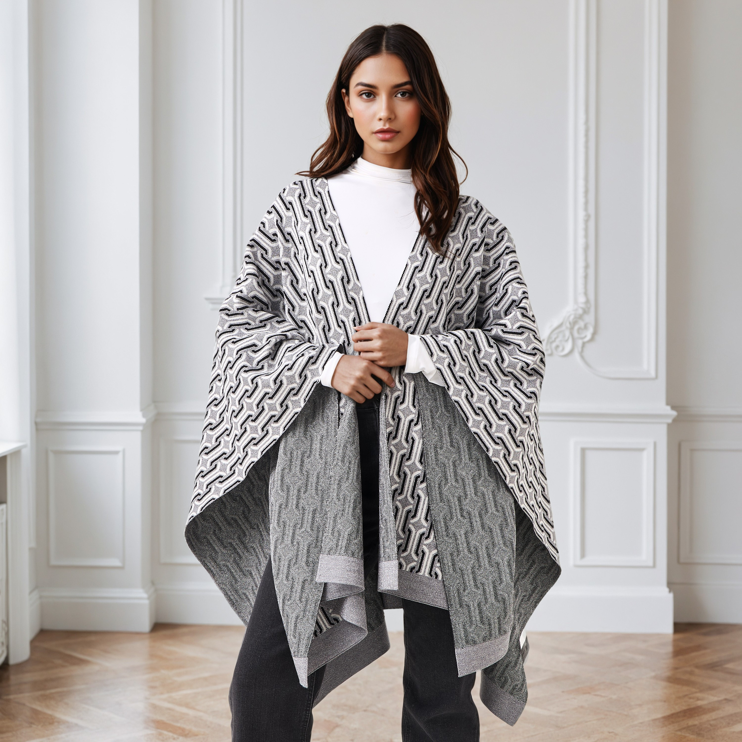 شال بونشو بقصة مريحة وطبعات-women-winterwear-cardigansandjumpers-cardigans-image-5