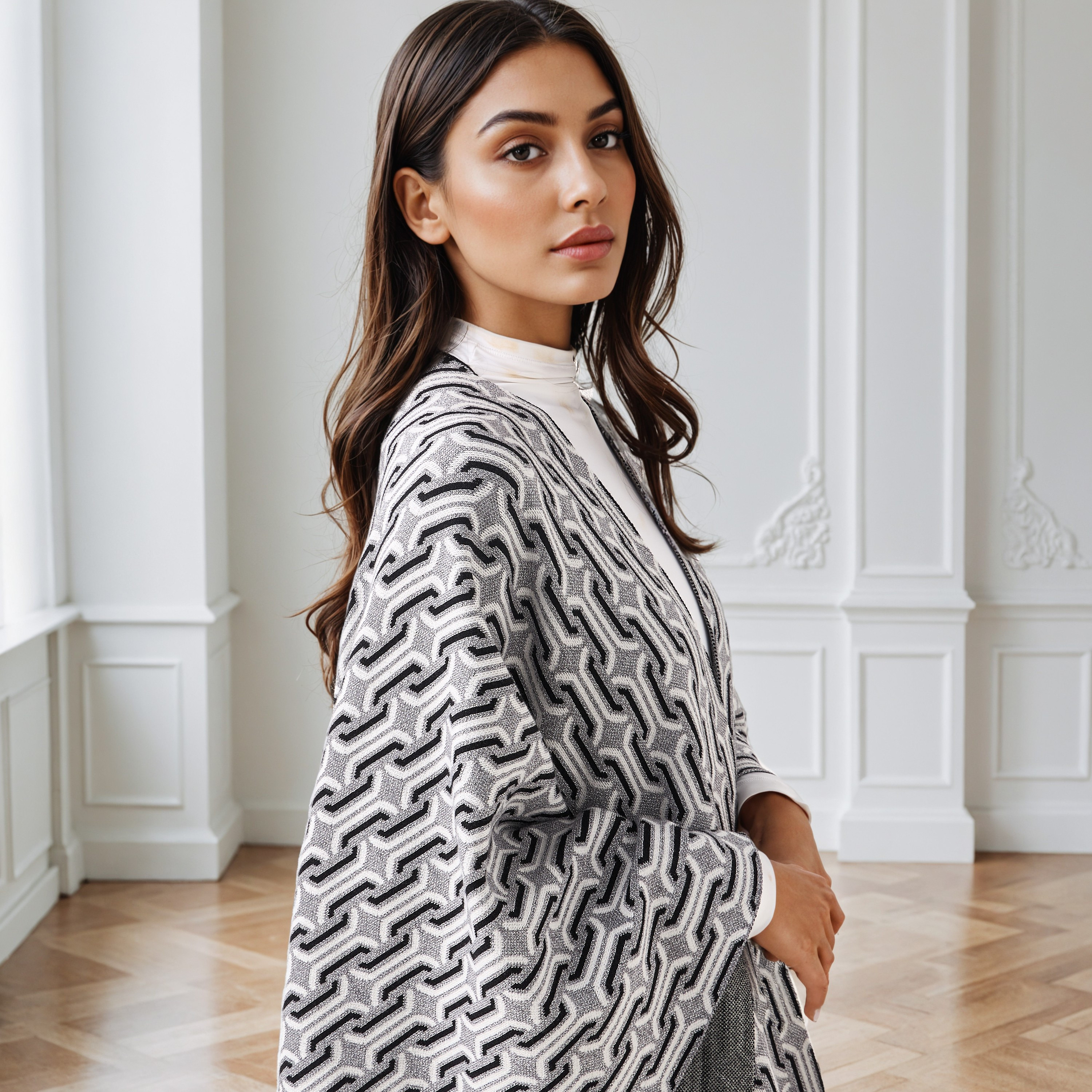 شال بونشو بقصة مريحة وطبعات-women-winterwear-cardigansandjumpers-cardigans-image-2