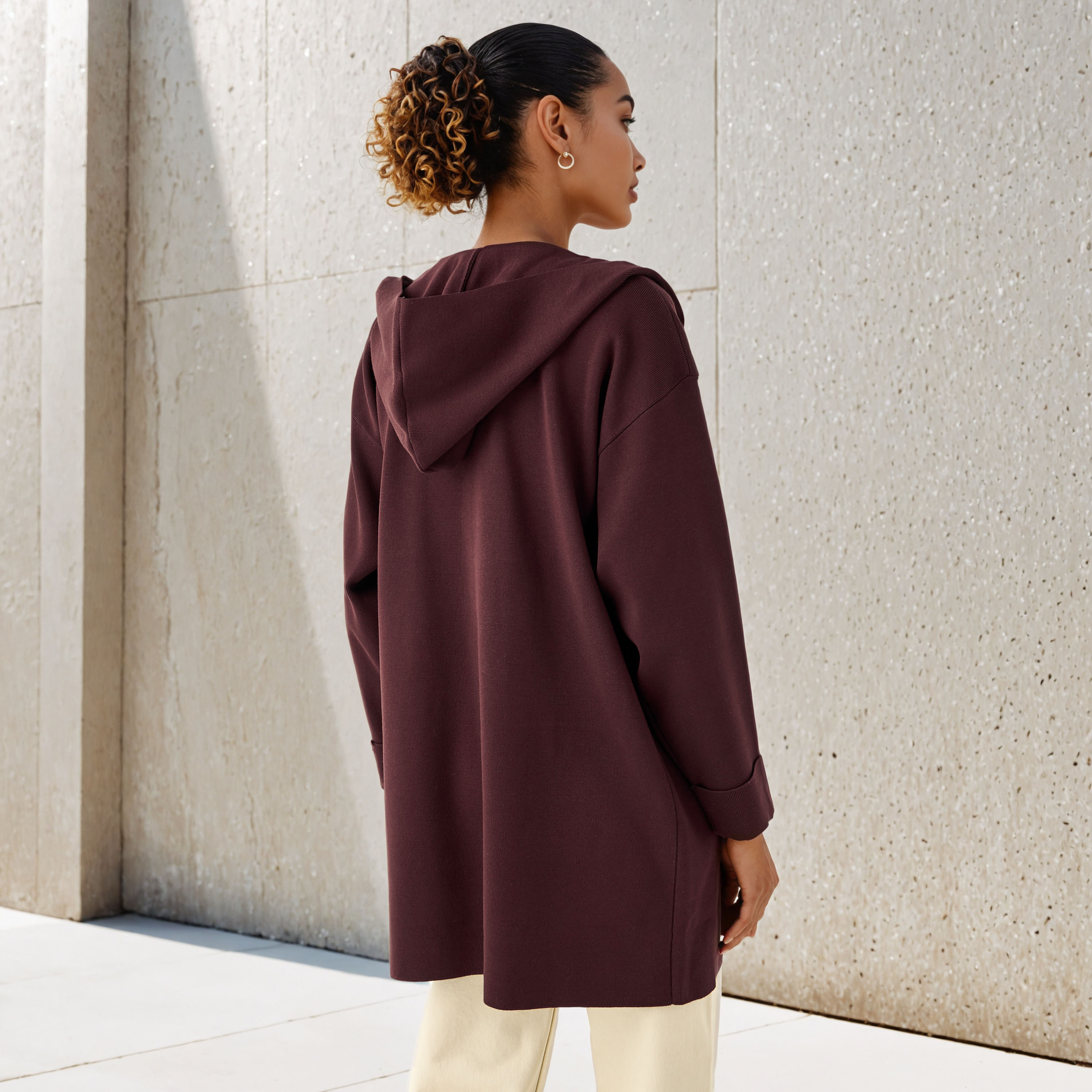 Open Front Knit Hooded Cardigan-women-winterwear-cardigansandjumpers-cardigans-image-4