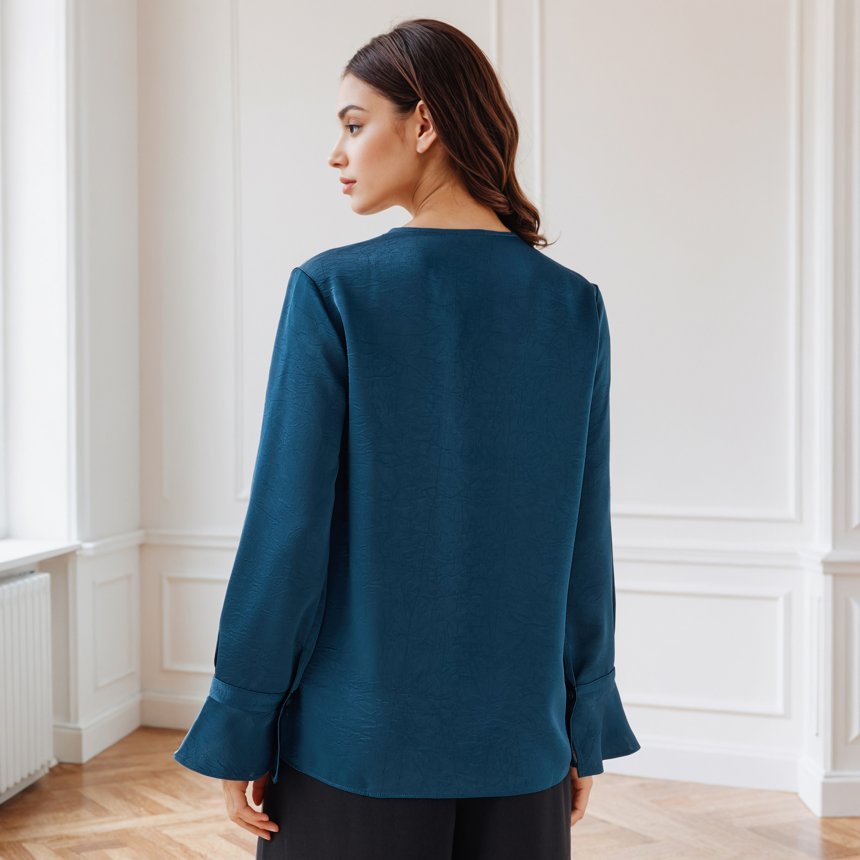 Tie-Up Detail Top with Flared Sleeves-women-clothing-shirtsandblouses-blouses-image-3