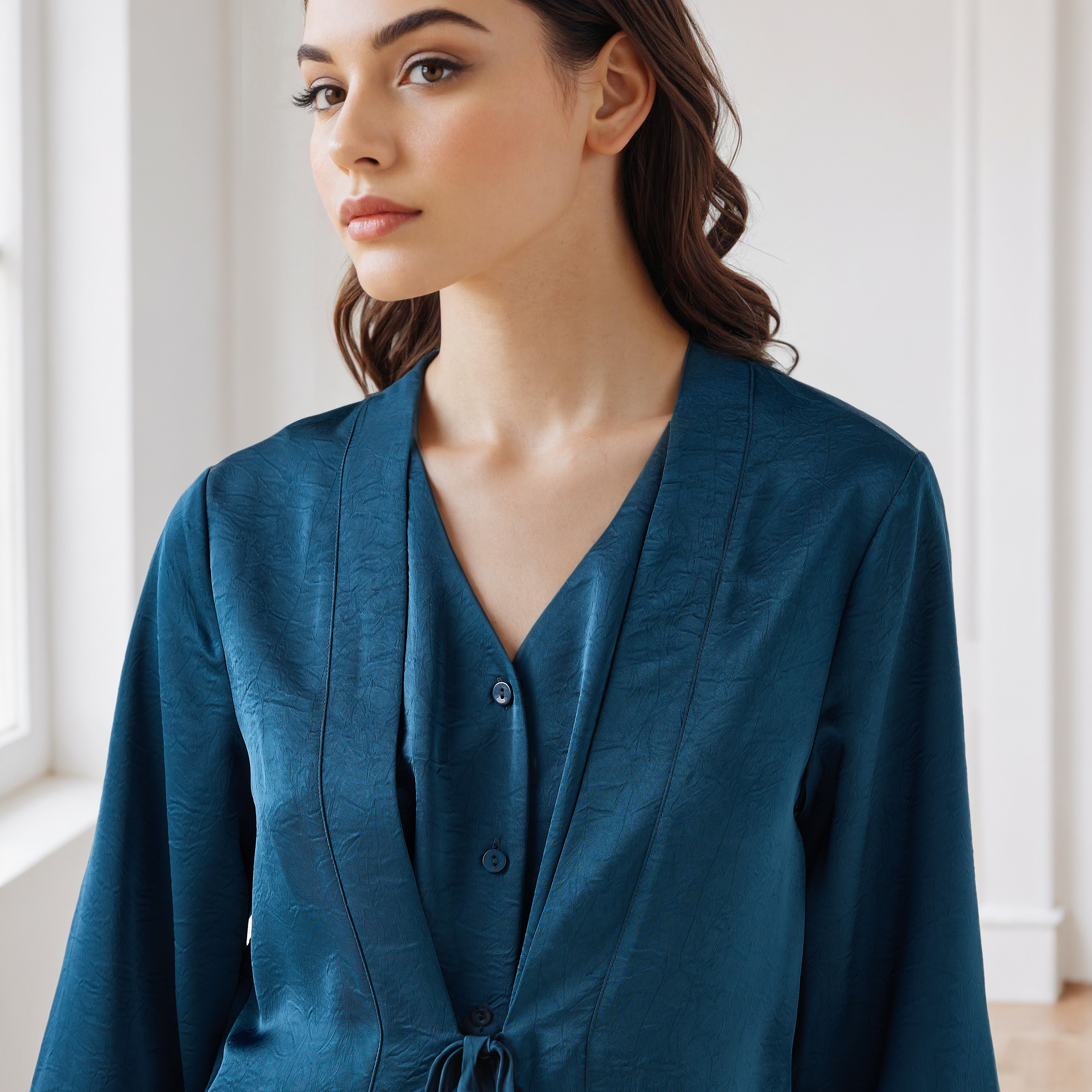 Tie-Up Detail Top with Flared Sleeves-women-clothing-shirtsandblouses-blouses-image-4