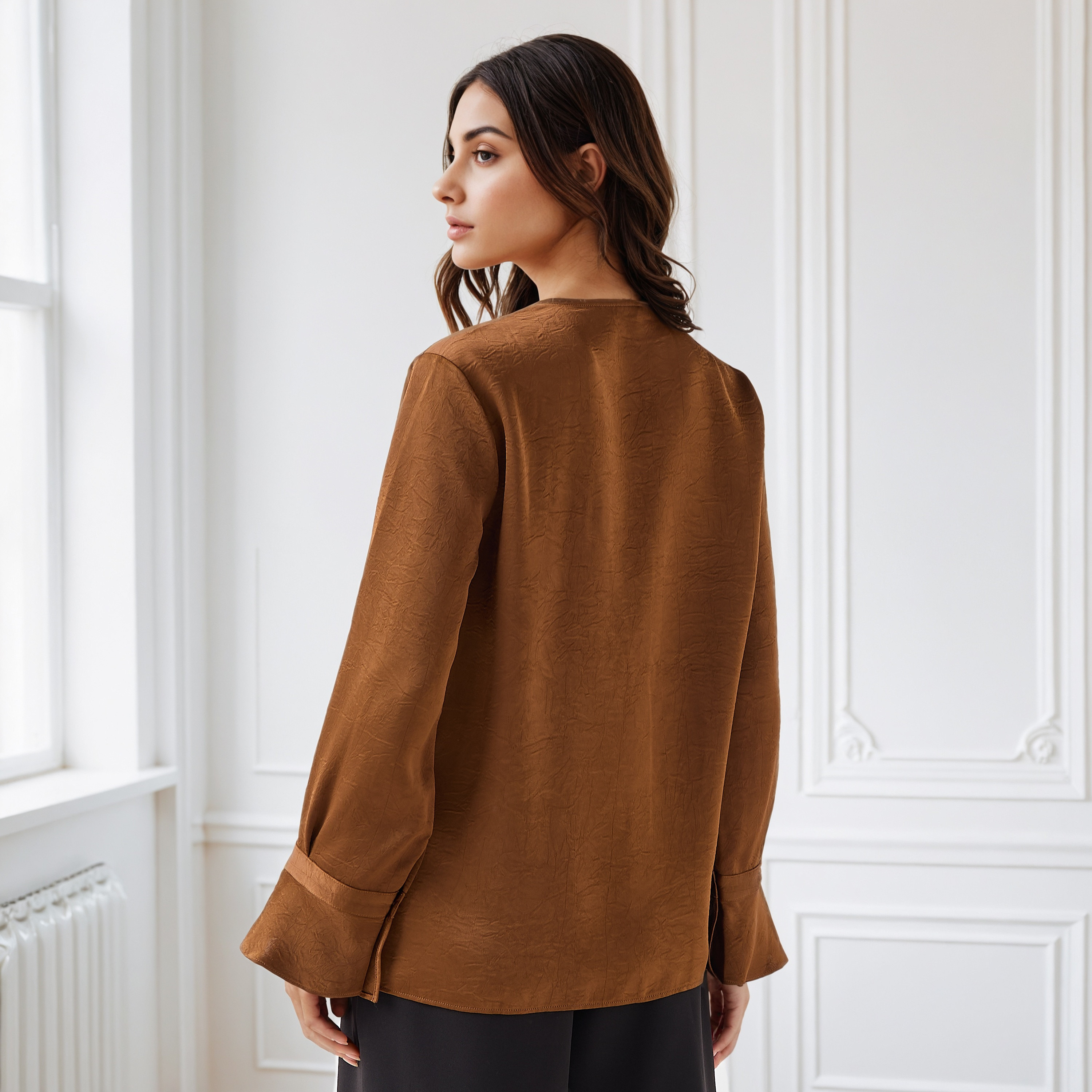 Tie-Up Detail Top with Flared Sleeves-women-clothing-shirtsandblouses-blouses-image-3