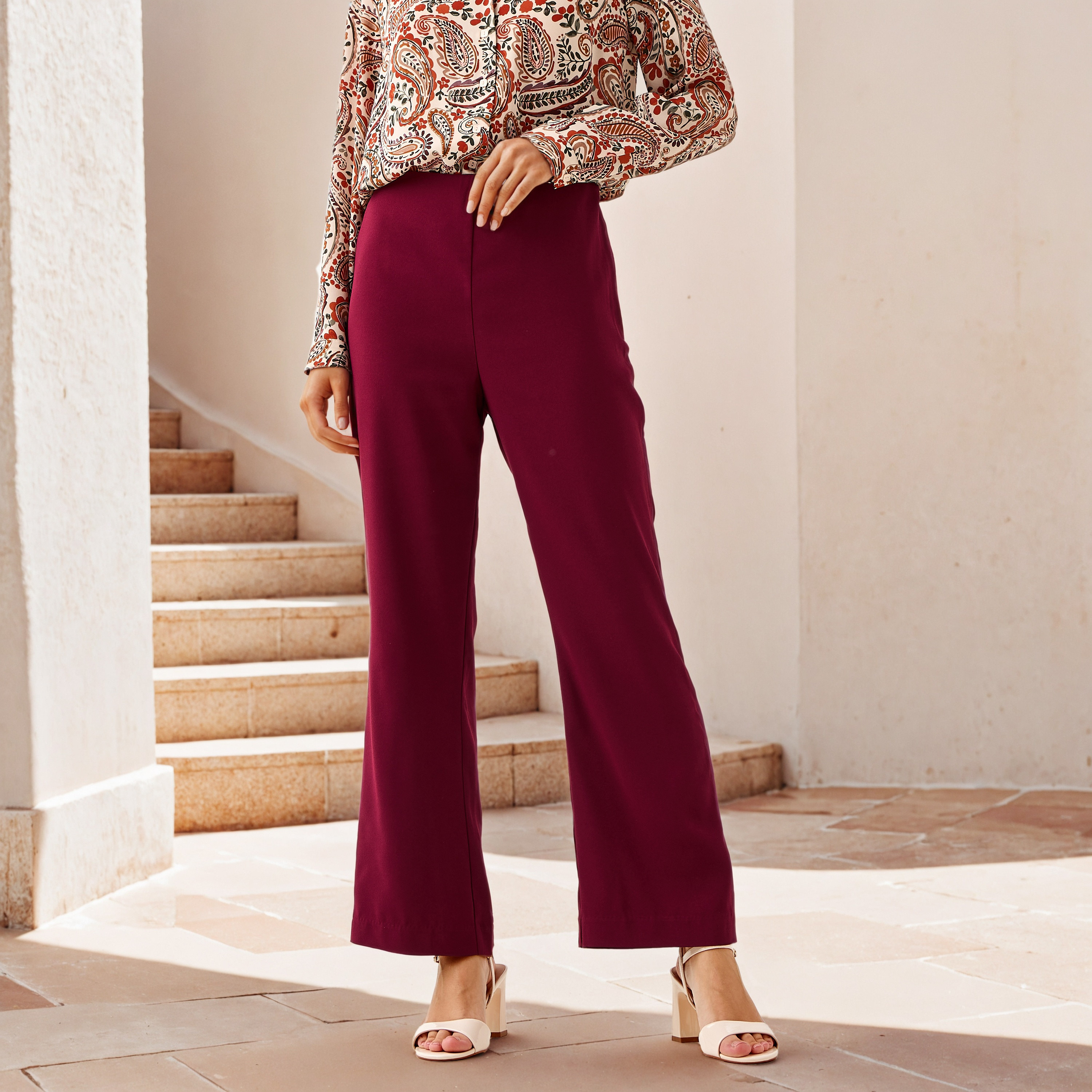 Flared Pants with Zip Closure-women-clothing-bottoms-trousers-image-1