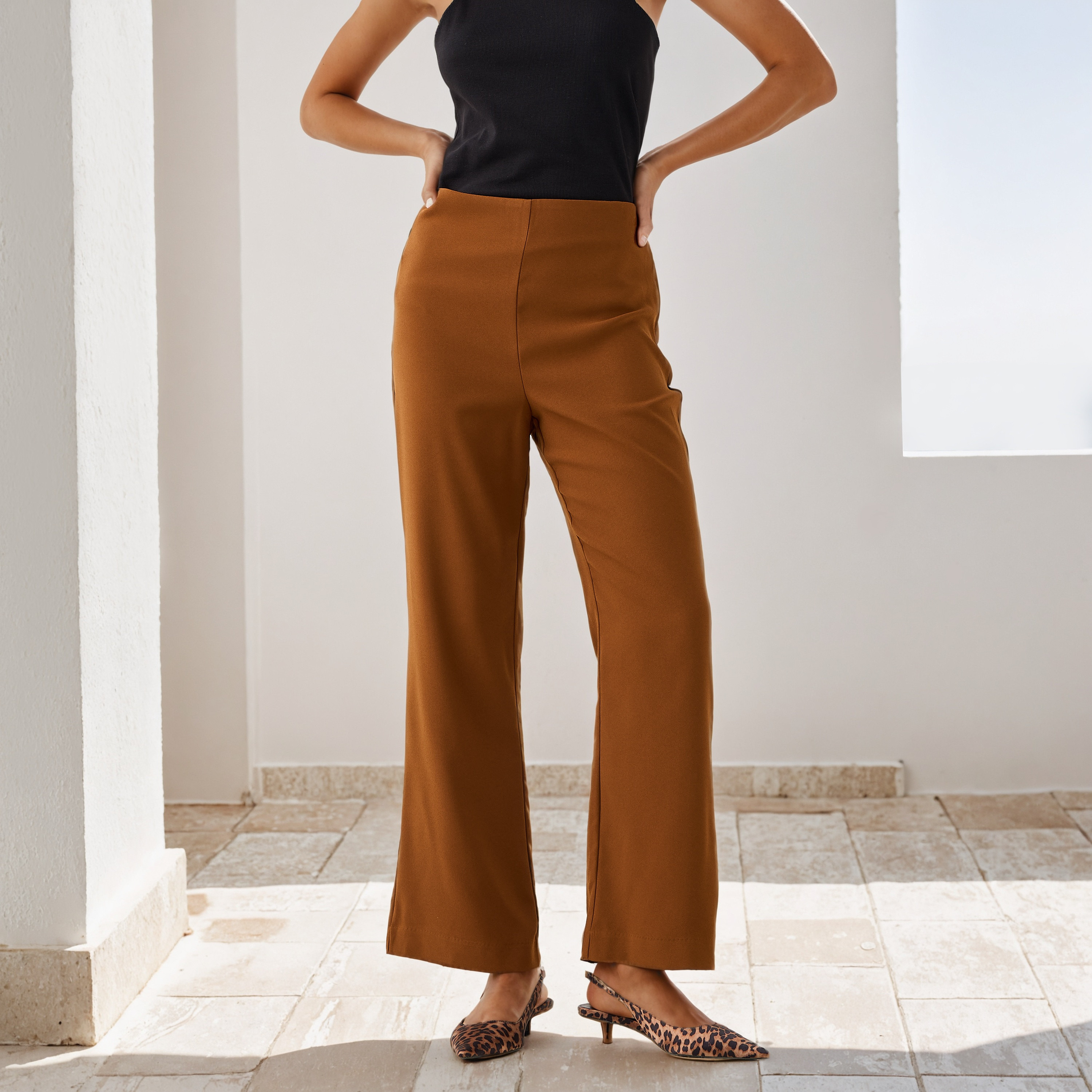 Flared Pants with Zip Closure-women-clothing-trousers-image-11