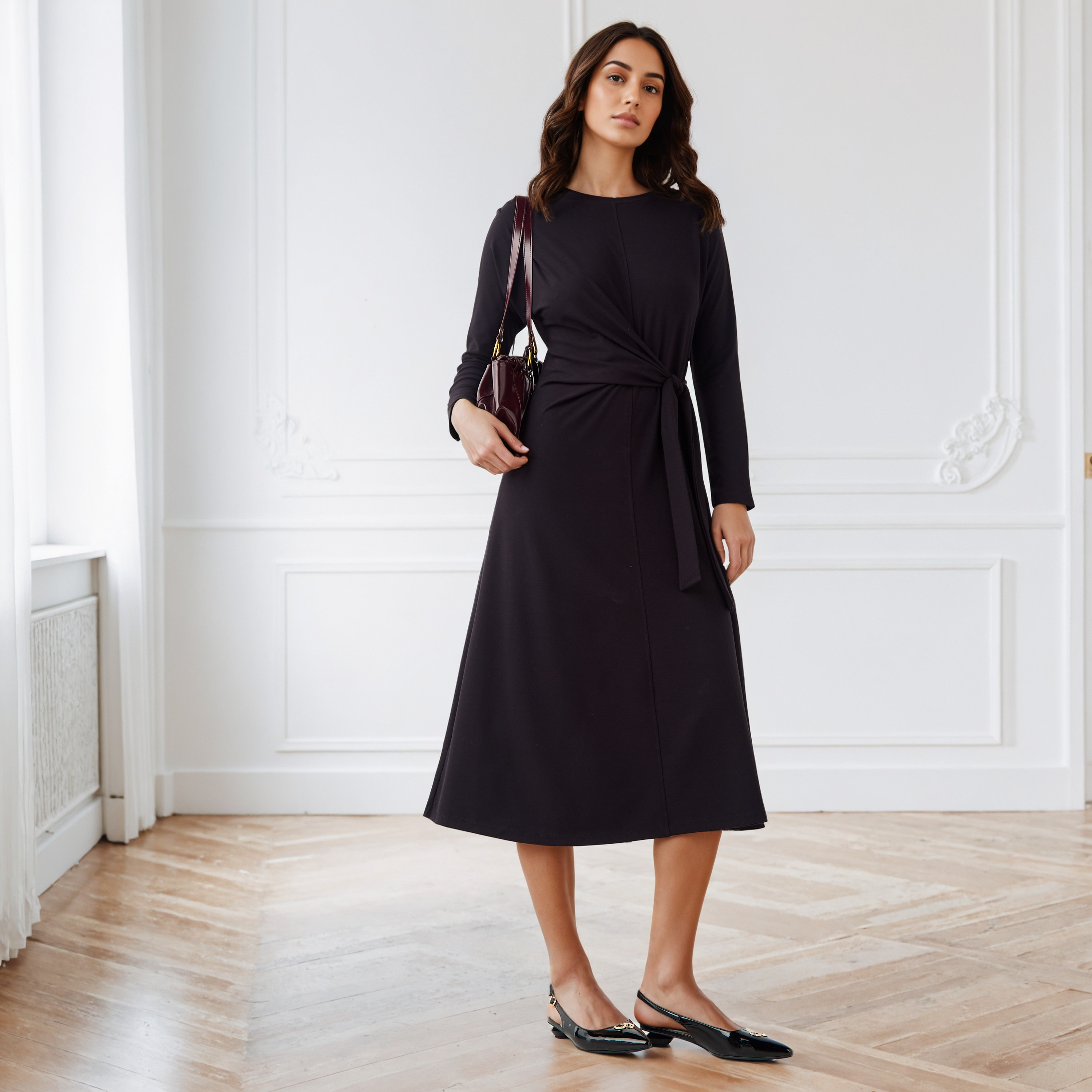 Draped Dress with Tie-Ups-women-clothing-dresses-image-1