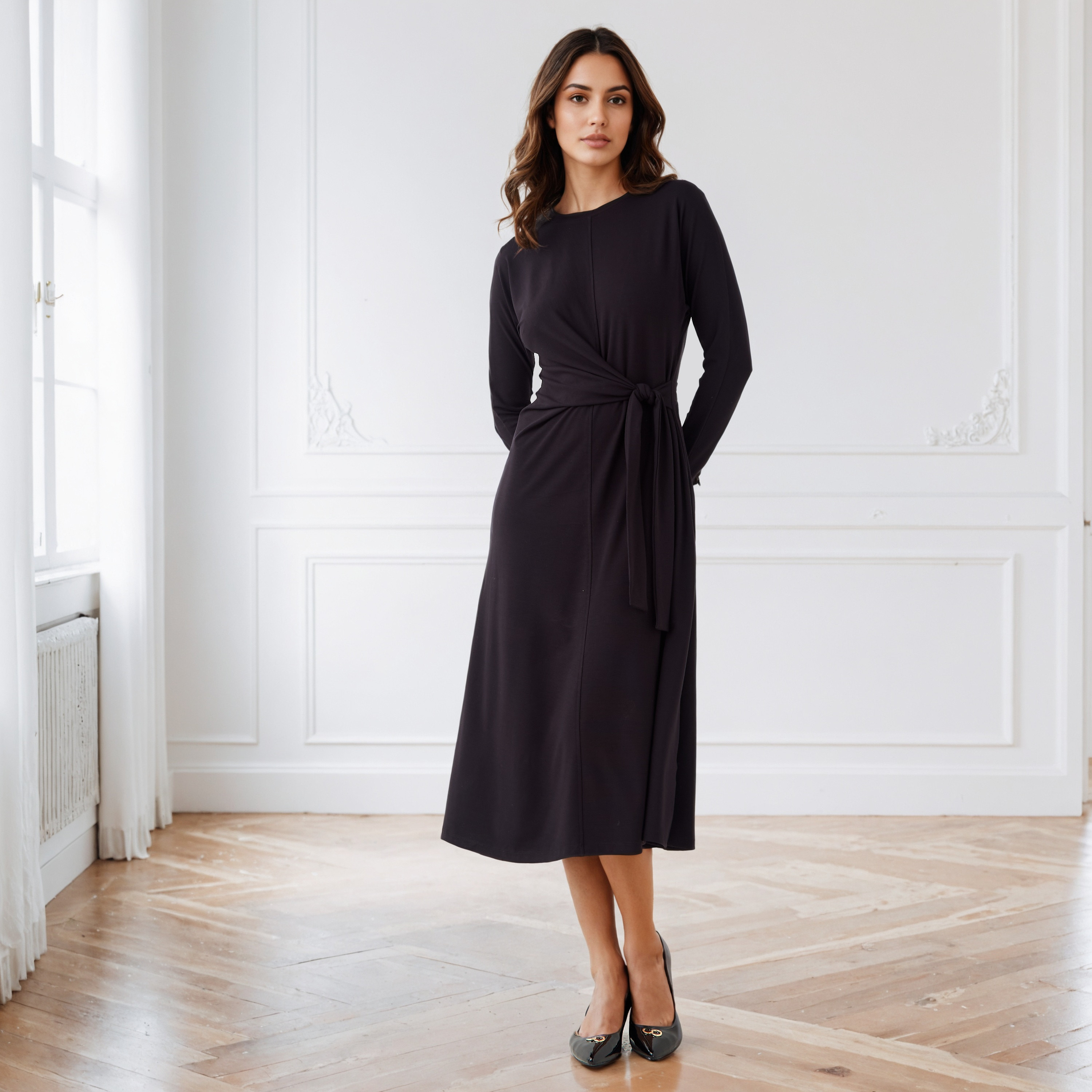 Draped Dress with Tie-Ups-women-clothing-dresses-image-2