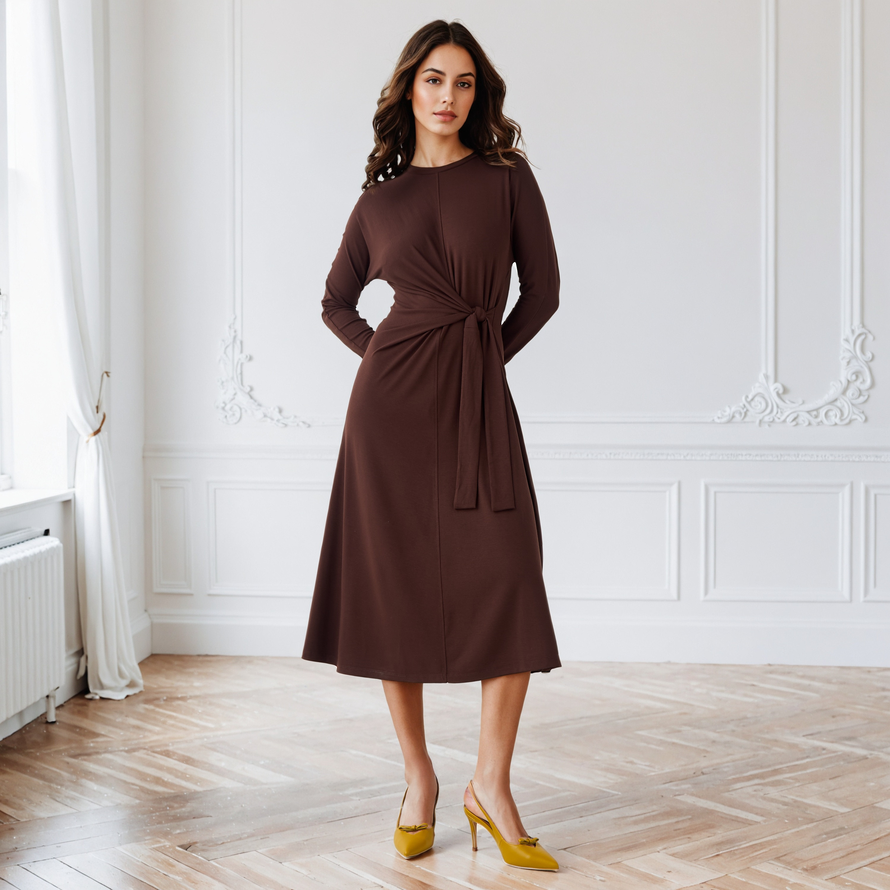 Draped Dress with Tie-Ups-women-clothing-dresses-image-1