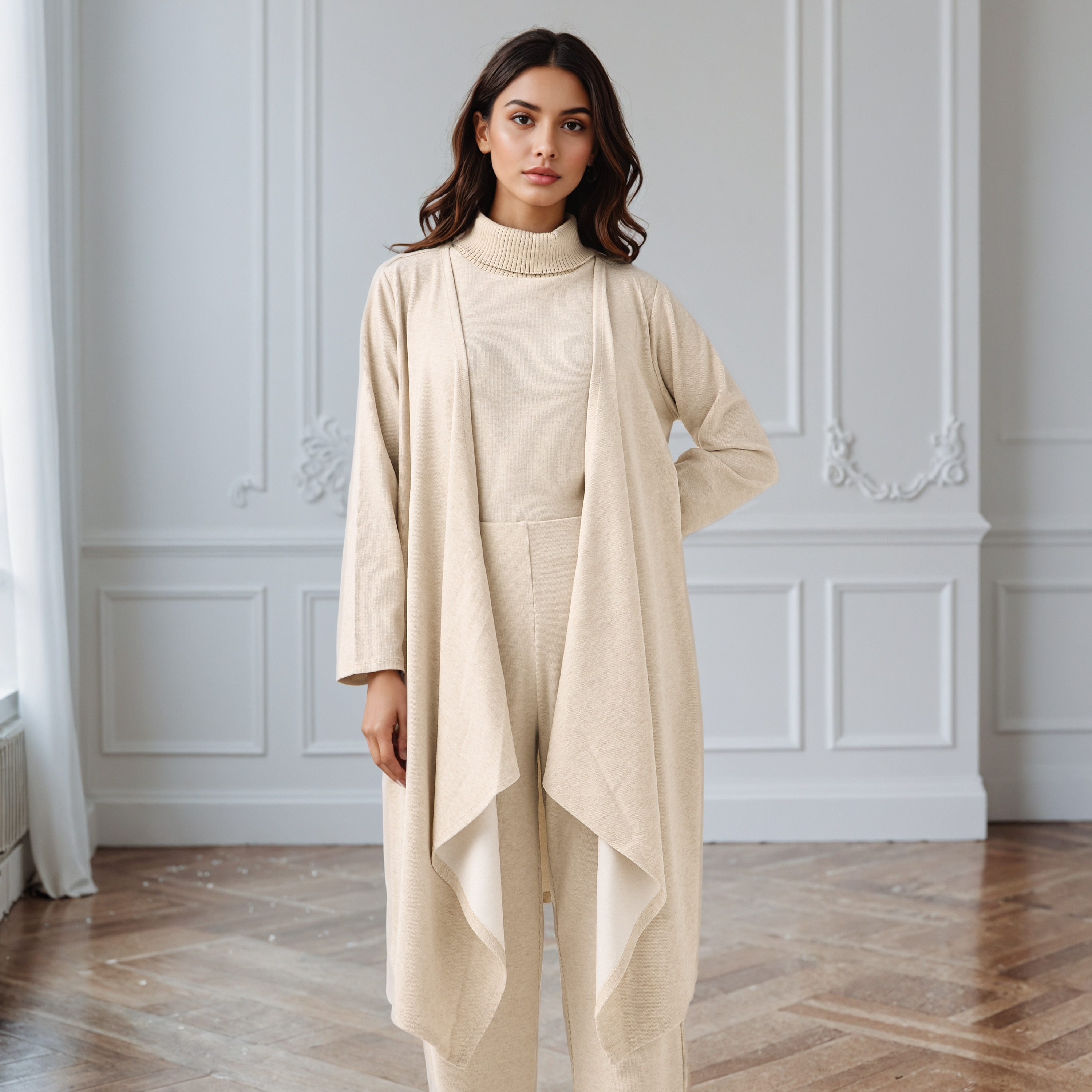 كارديجان طويل بحافة غير متماثلة وقصة مريحة-women-winterwear-cardigansandjumpers-cardigans-image-5