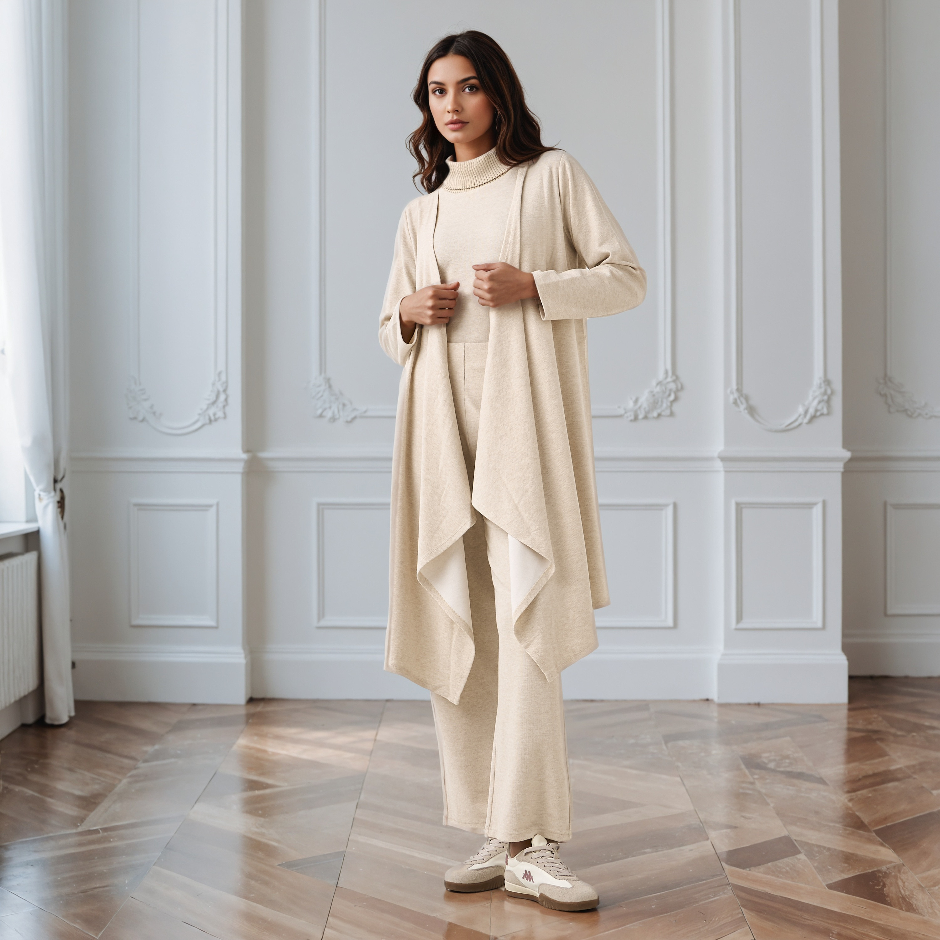 كارديجان طويل بحافة غير متماثلة وقصة مريحة-women-winterwear-cardigansandjumpers-cardigans-image-4