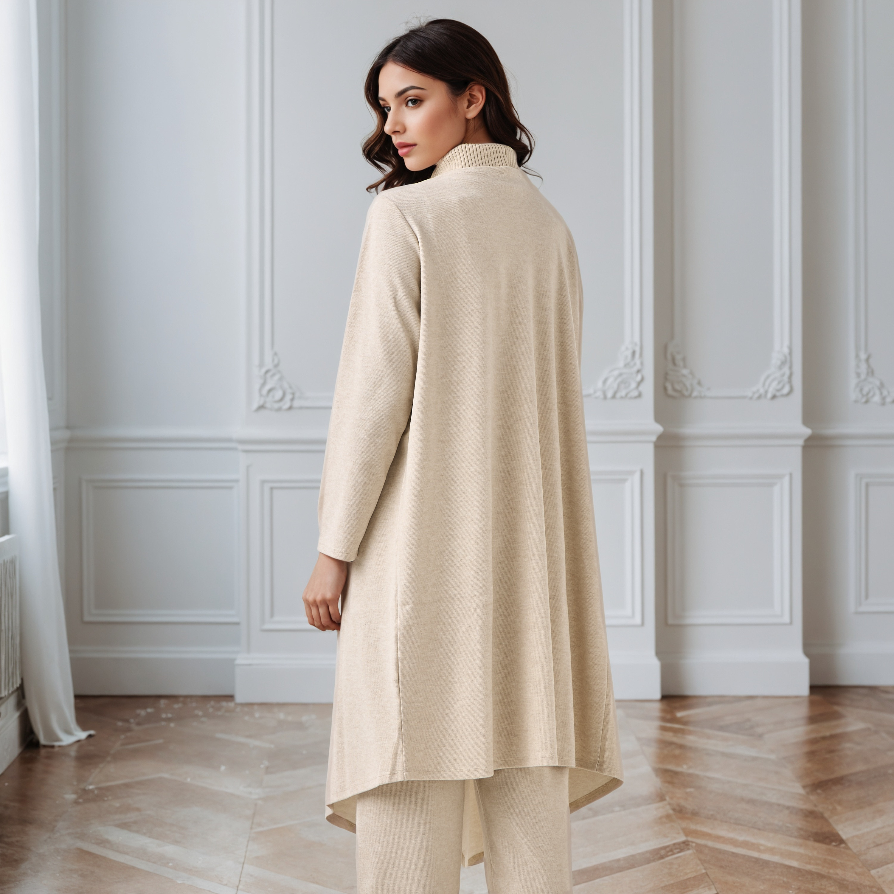 كارديجان طويل بحافة غير متماثلة وقصة مريحة-women-winterwear-cardigansandjumpers-cardigans-image-3