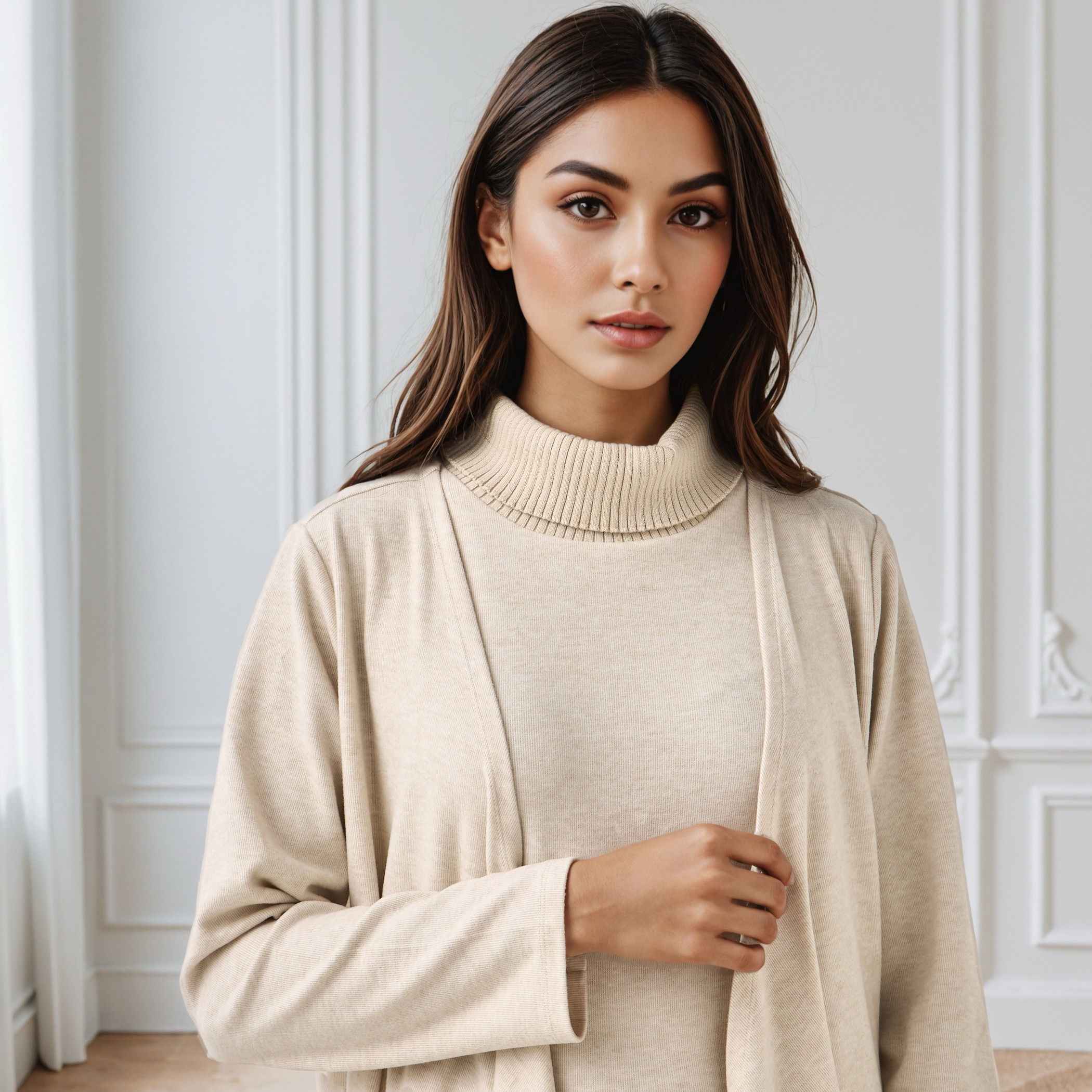 كارديجان طويل بحافة غير متماثلة وقصة مريحة-women-winterwear-cardigansandjumpers-cardigans-image-2