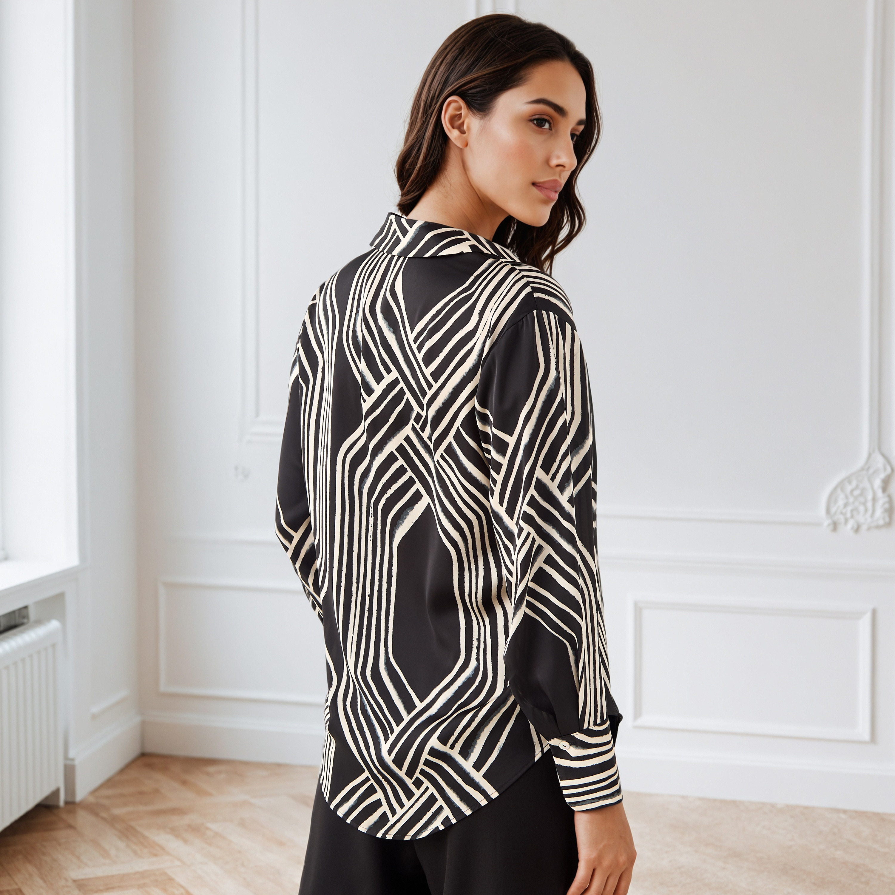 Regular Fit Printed Collared Satin Shirt-women-clothing-shirtsandblouses-shirts-image-4