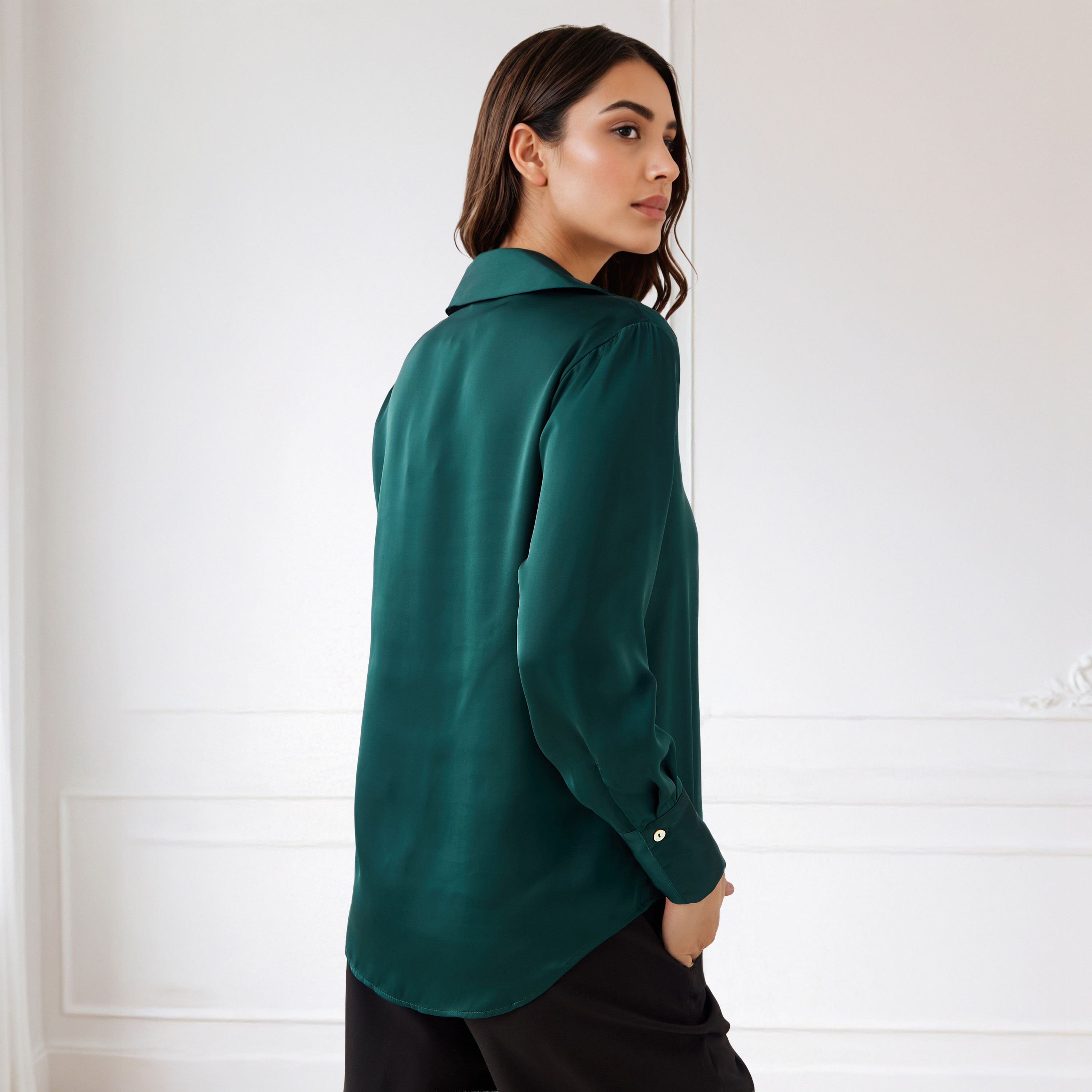 Regular Fit Collared Satin Shirt-women-clothing-shirtsandblouses-shirts-image-4