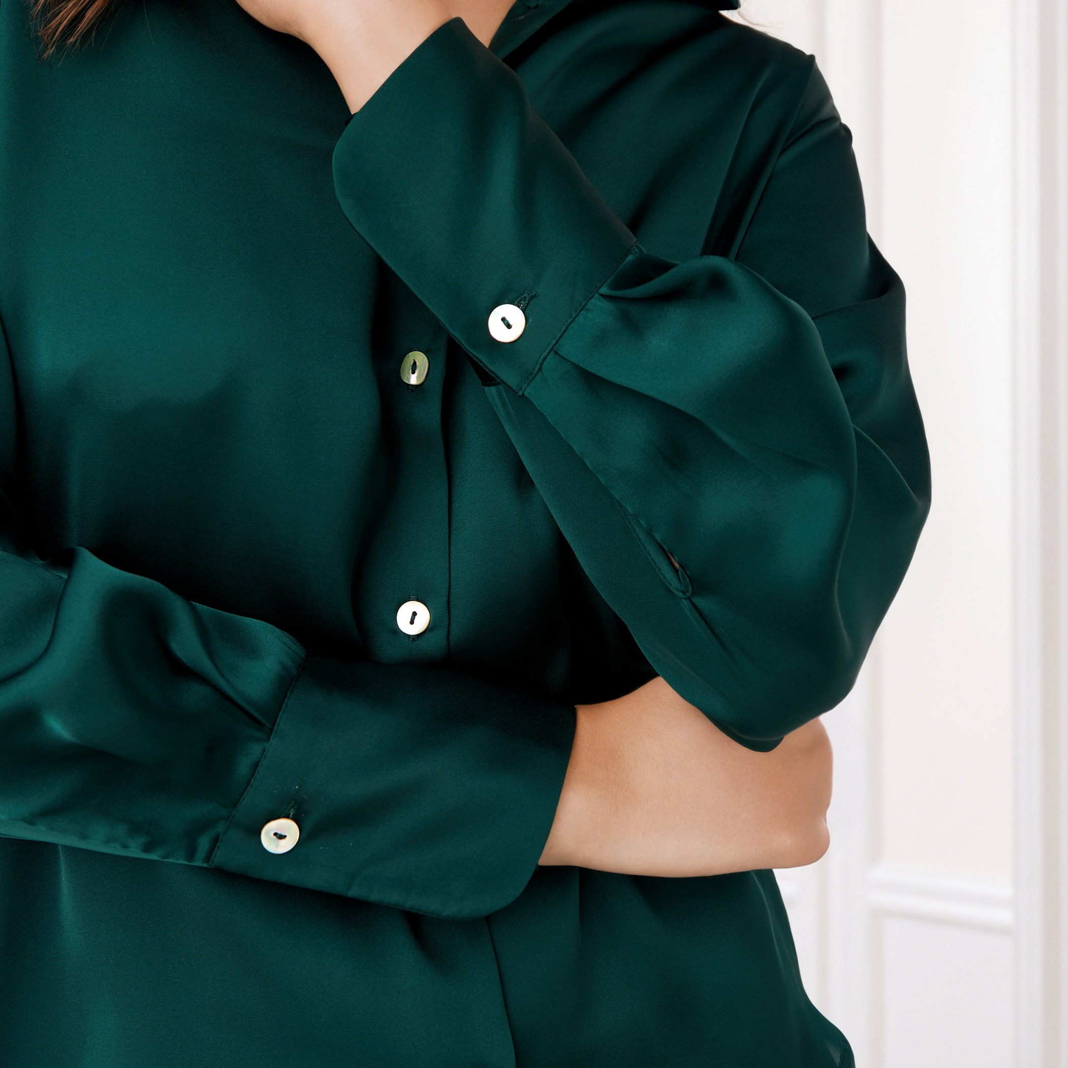 Regular Fit Collared Satin Shirt-women-clothing-shirtsandblouses-shirts-image-5