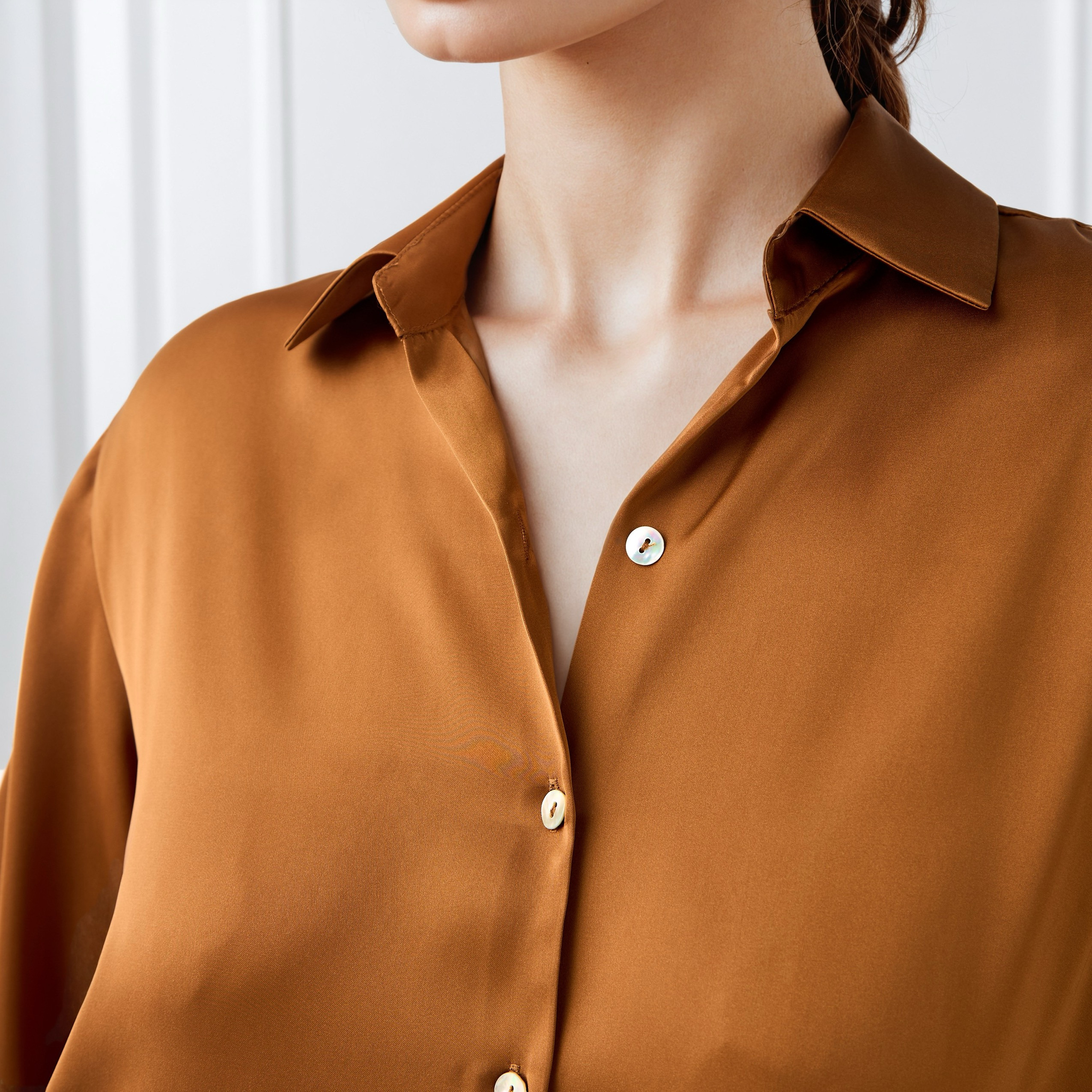Regular Fit Collared Satin Shirt-women-clothing-shirtsandblouses-shirts-image-5