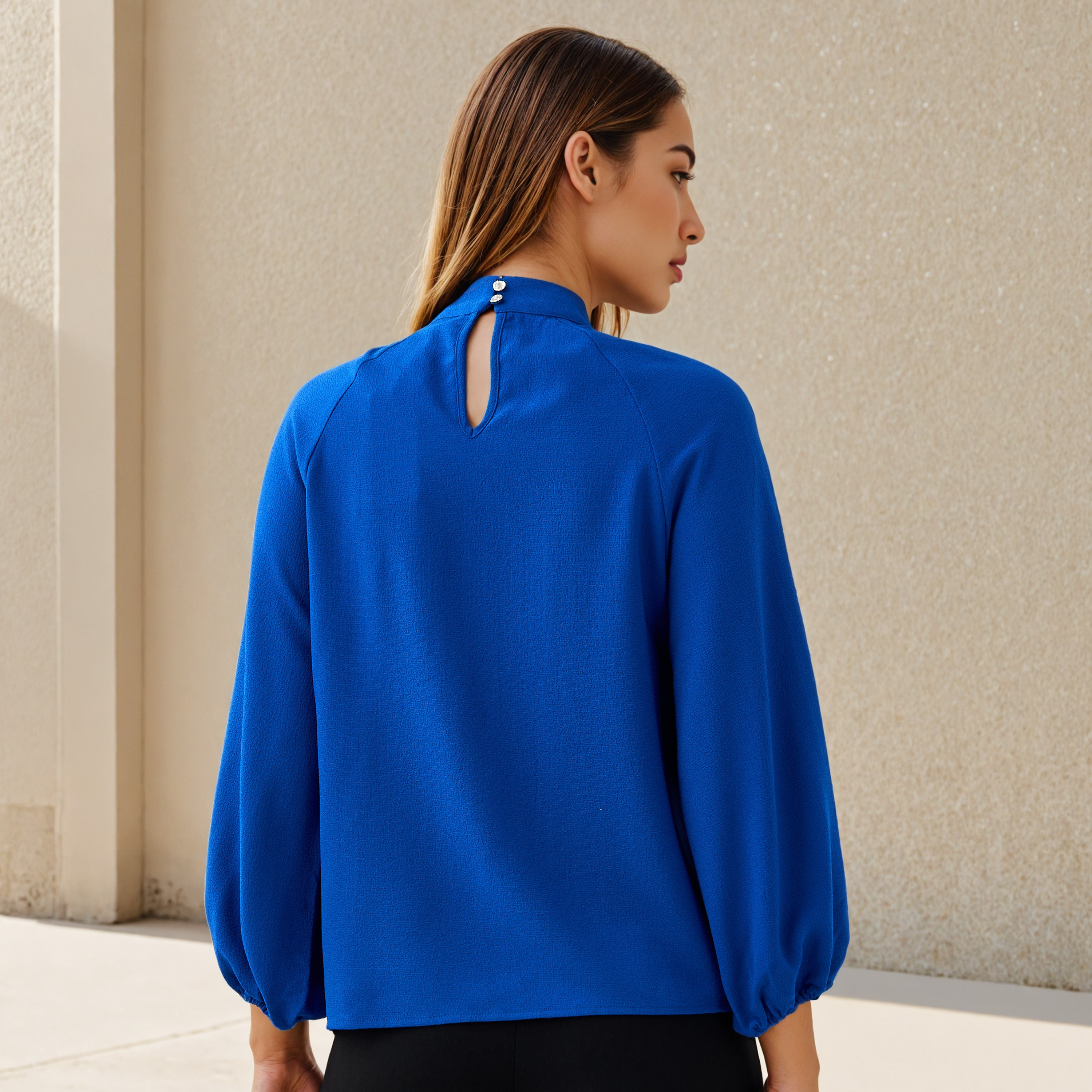 Ruffle Accent Top with Keyhole Neck-women-clothing-shirtsandblouses-blouses-image-4