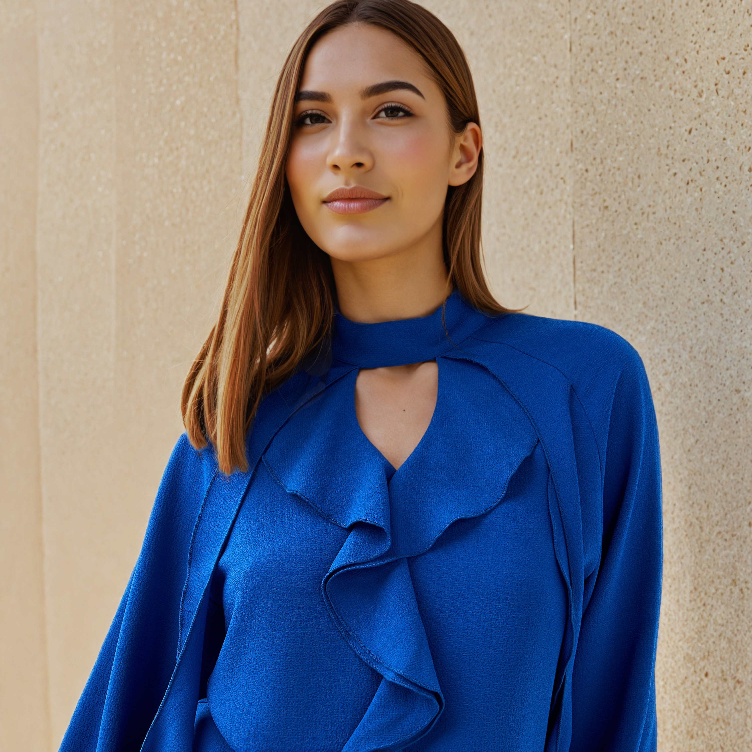 Ruffle Accent Top with Keyhole Neck-women-clothing-shirtsandblouses-blouses-image-5