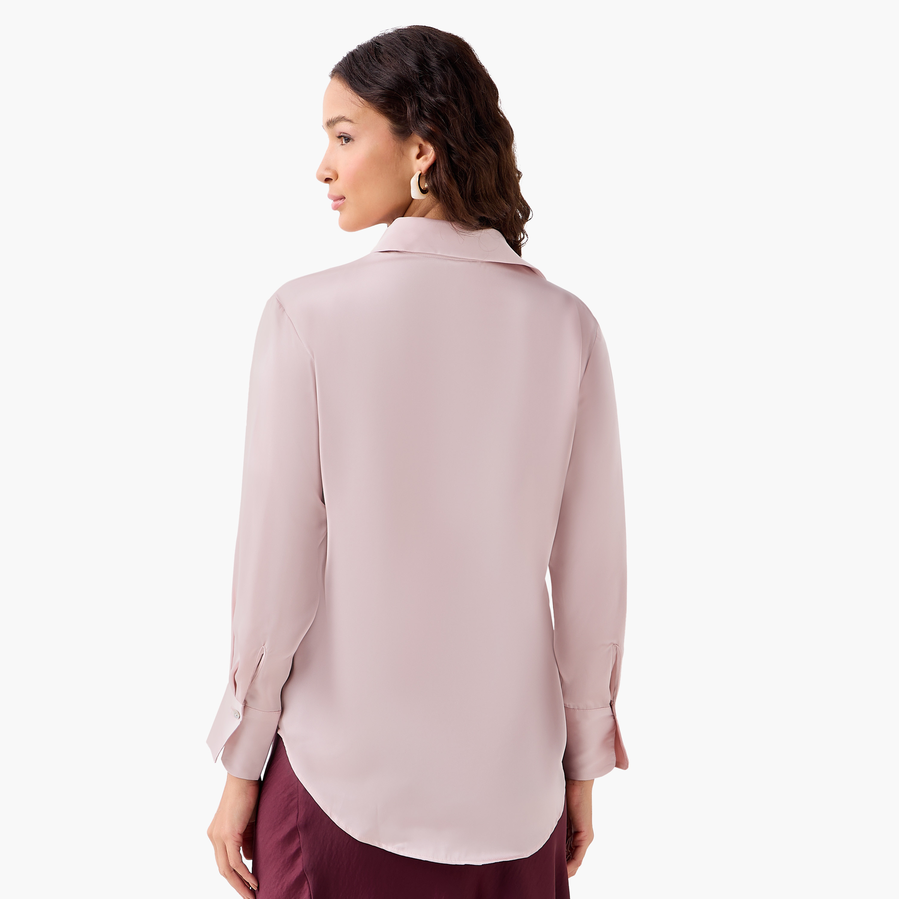 Regular Fit Satin Shirt with Collar-women-clothing-shirtsandblouses-shirts-image-4