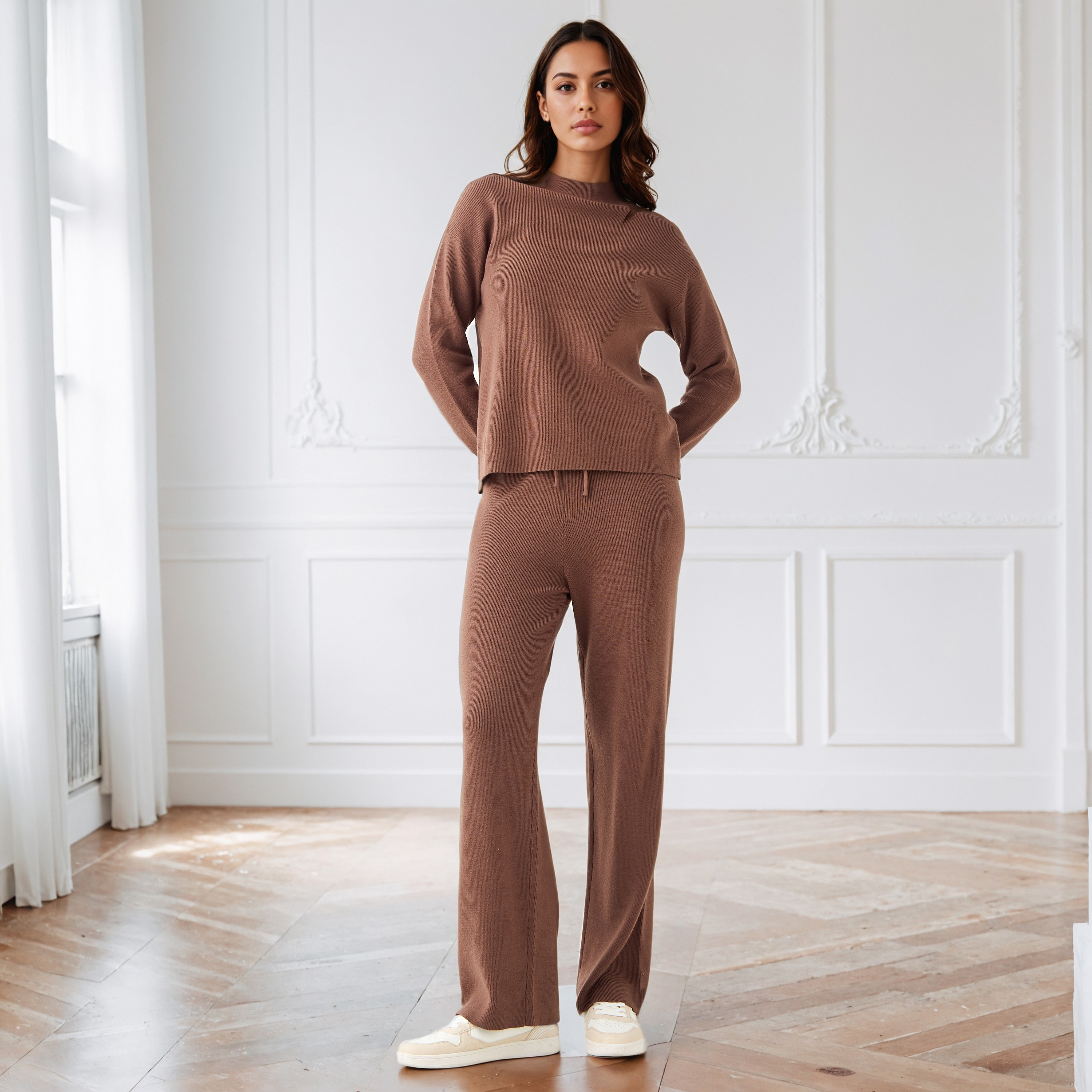 Textured Relaxed Fit Flexi Waist Track Pants-women-clothing-bottoms-joggers-image-2