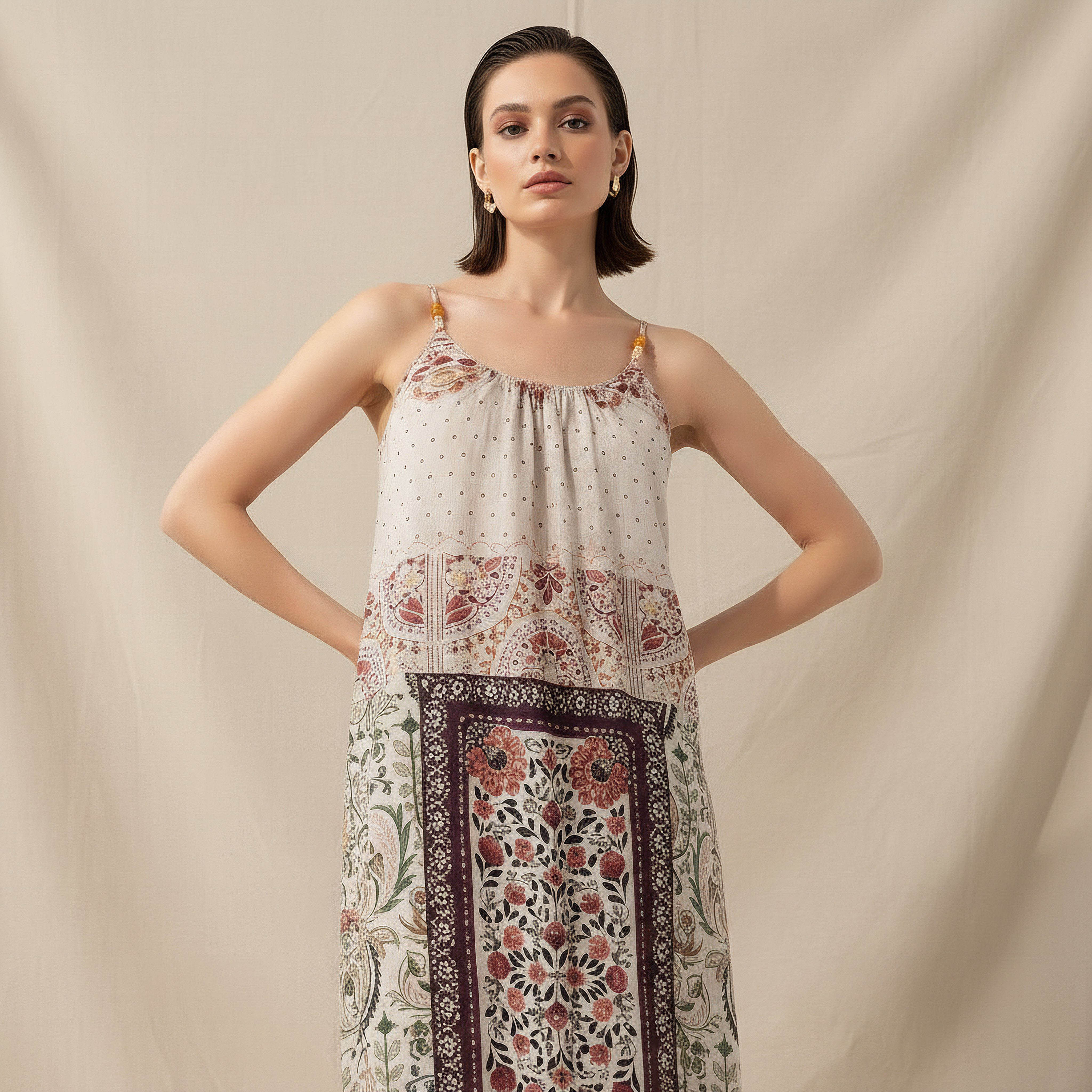 A-line Strappy Midi Dress with Floral Paisley Print-women-clothing-dresses-image-2