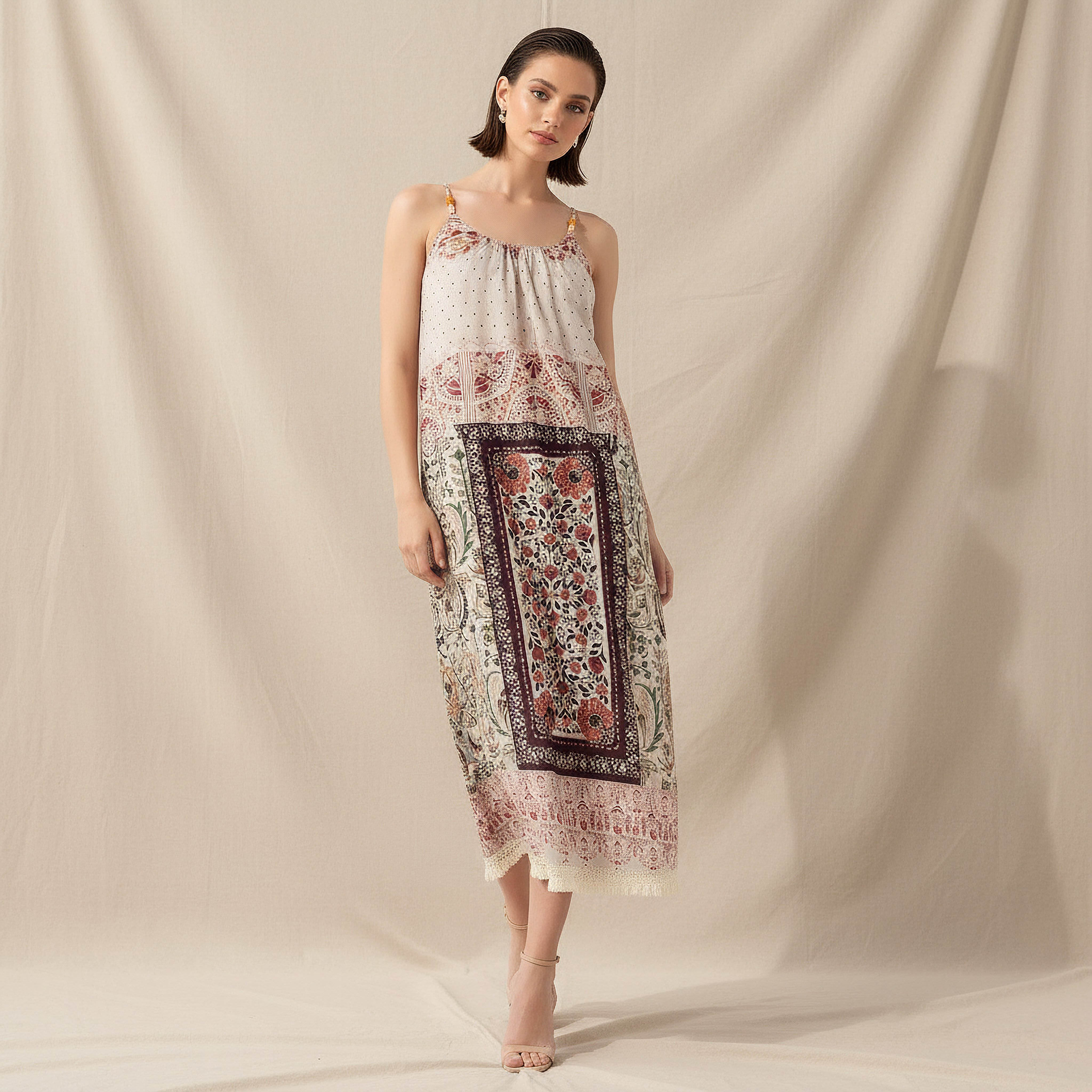 A-line Strappy Midi Dress with Floral Paisley Print-women-clothing-dresses-image-3