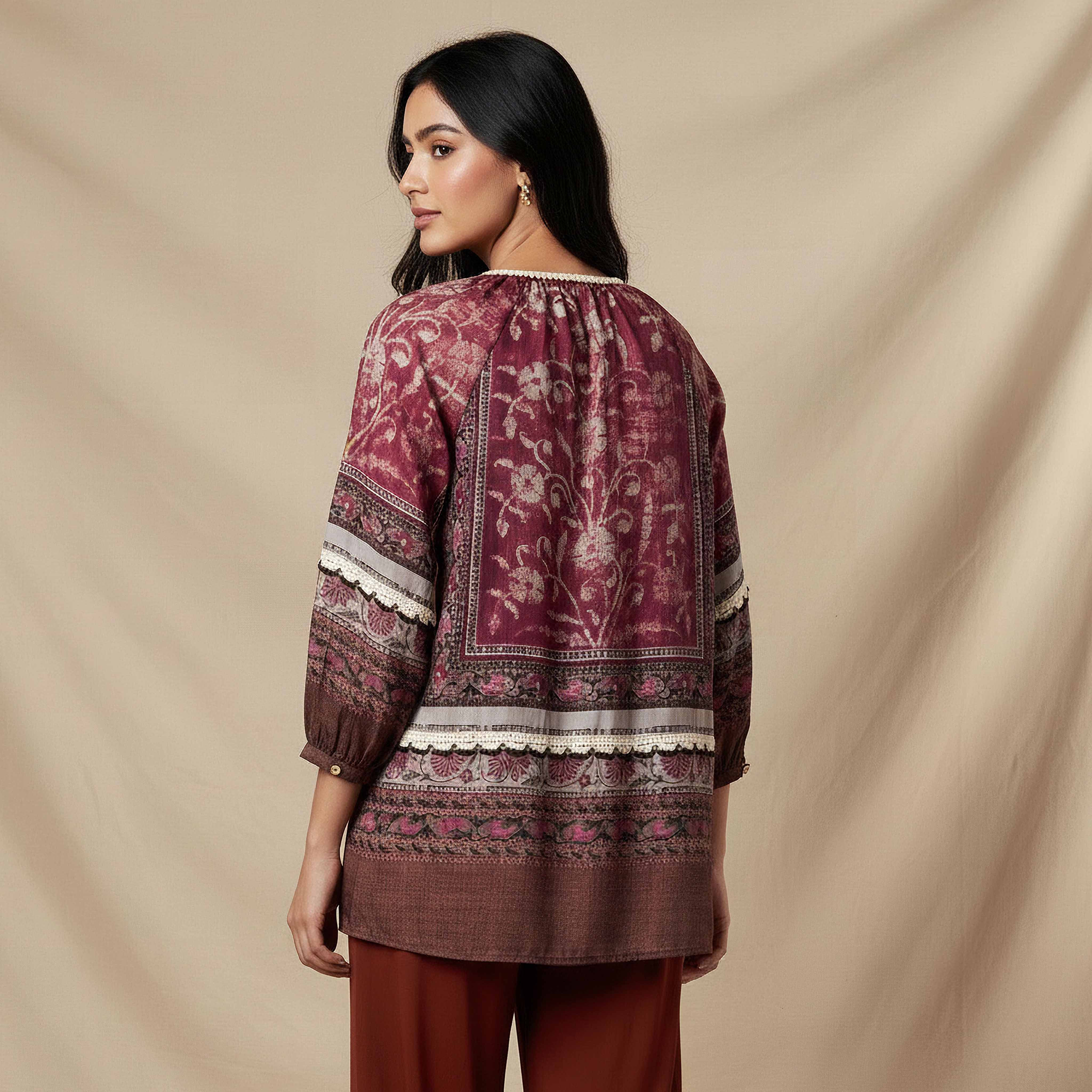 Top with 3/4 Puff Sleeves and Floral Print-women-clothing-shirtsandblouses-blouses-image-4