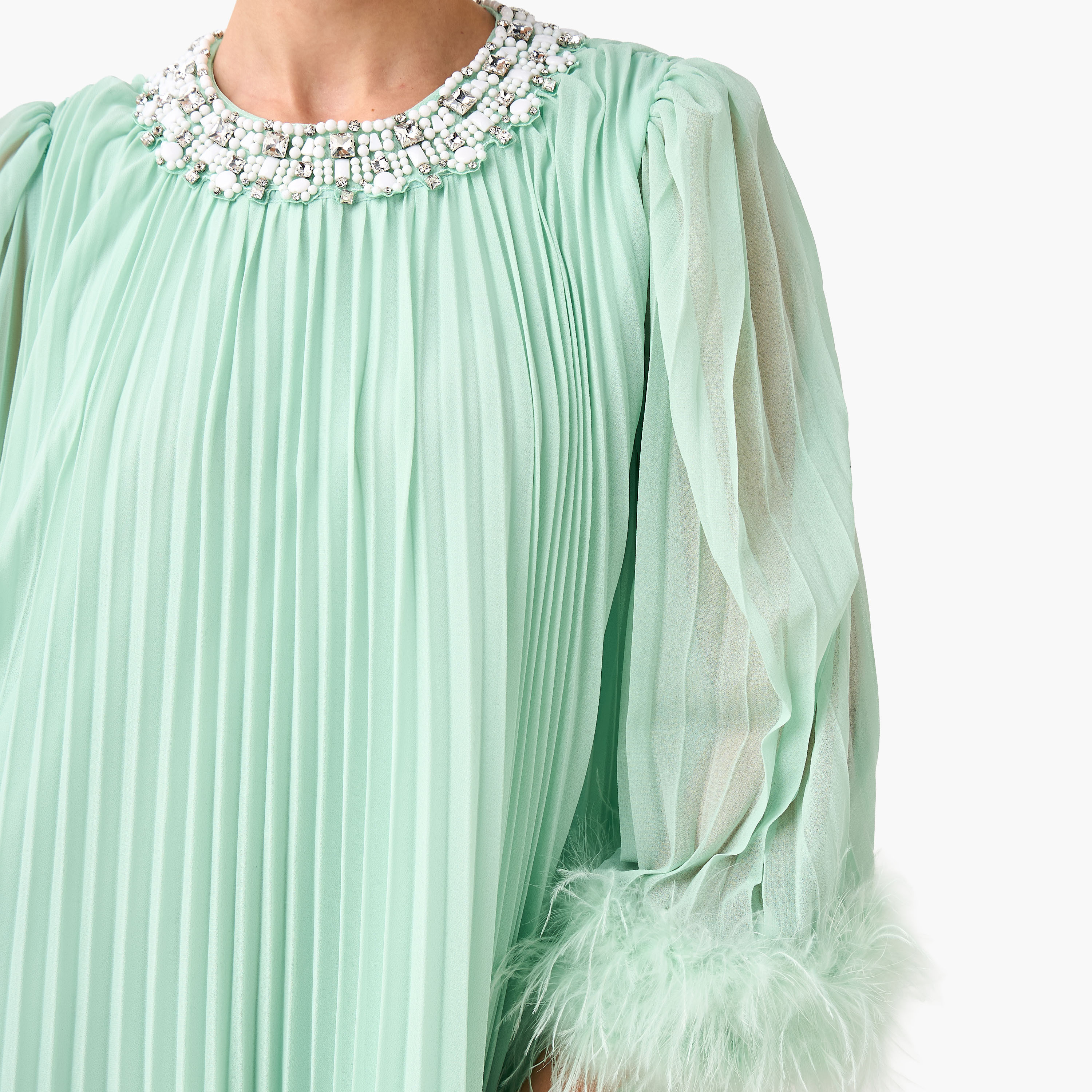 Embellished Women Dress with Fur Accent Cotton-women-clothing-dresses-image-2