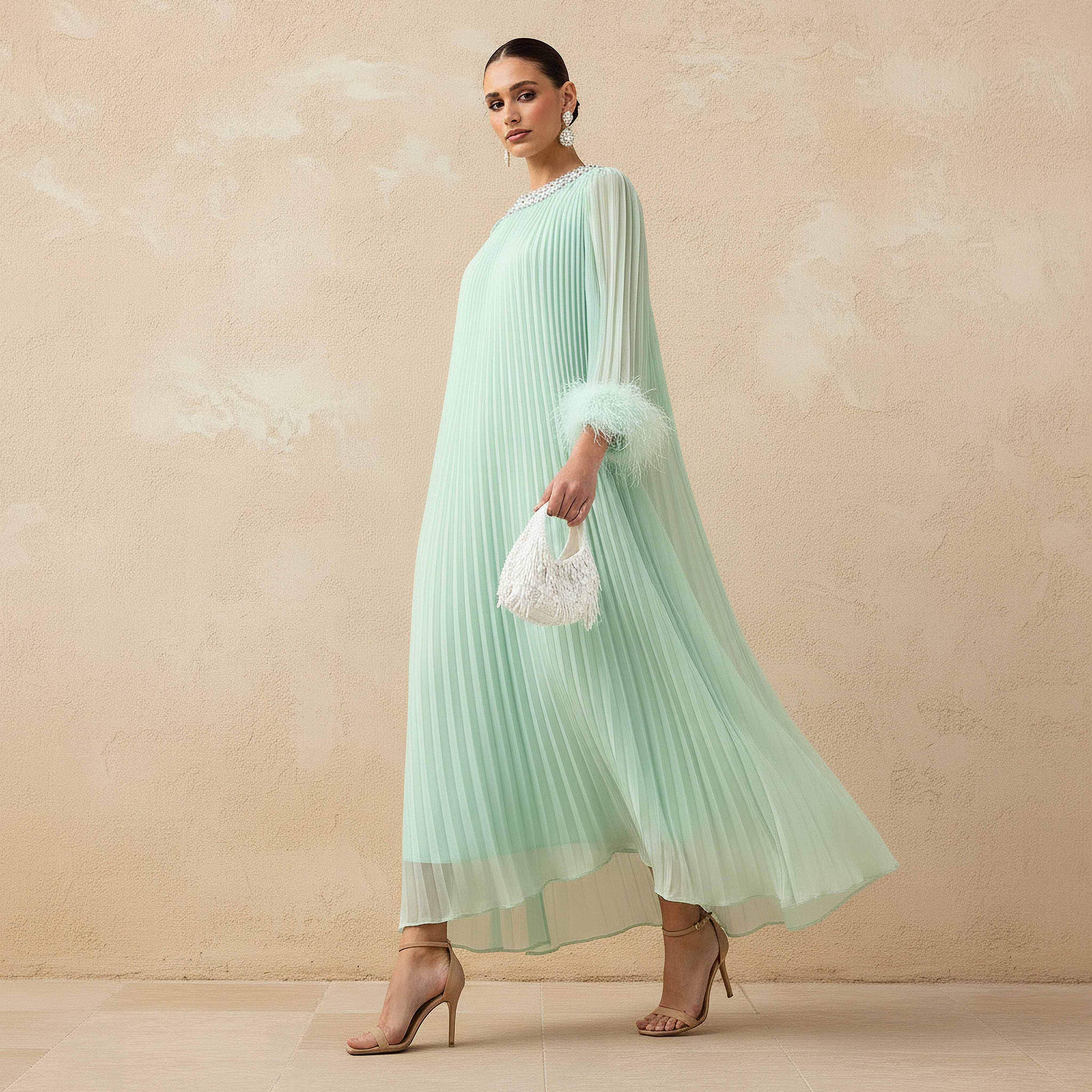 Embellished Women Dress with Fur Accent Cotton-women-clothing-dresses-image-3