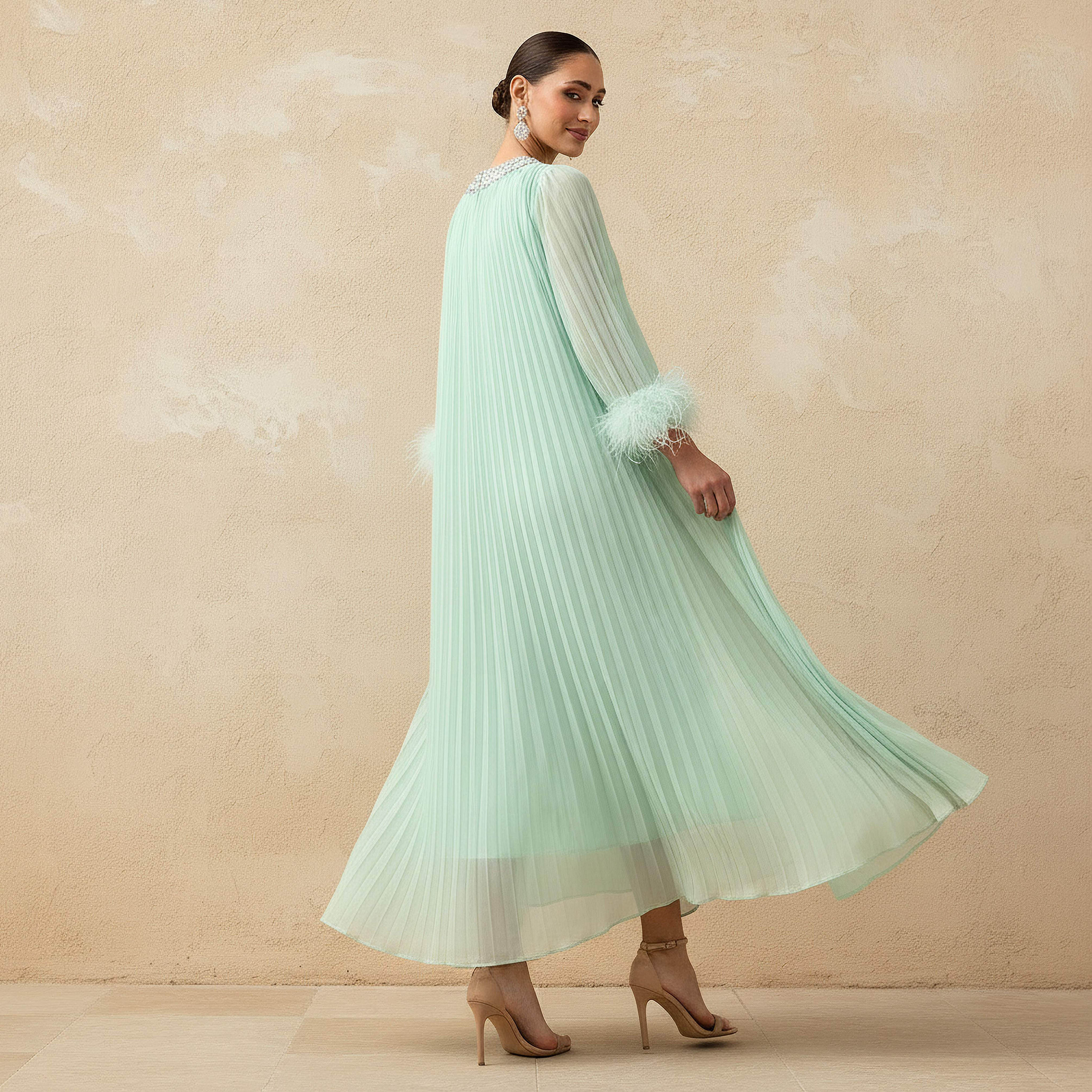 Embellished Women Dress with Fur Accent Cotton-women-clothing-dresses-image-4