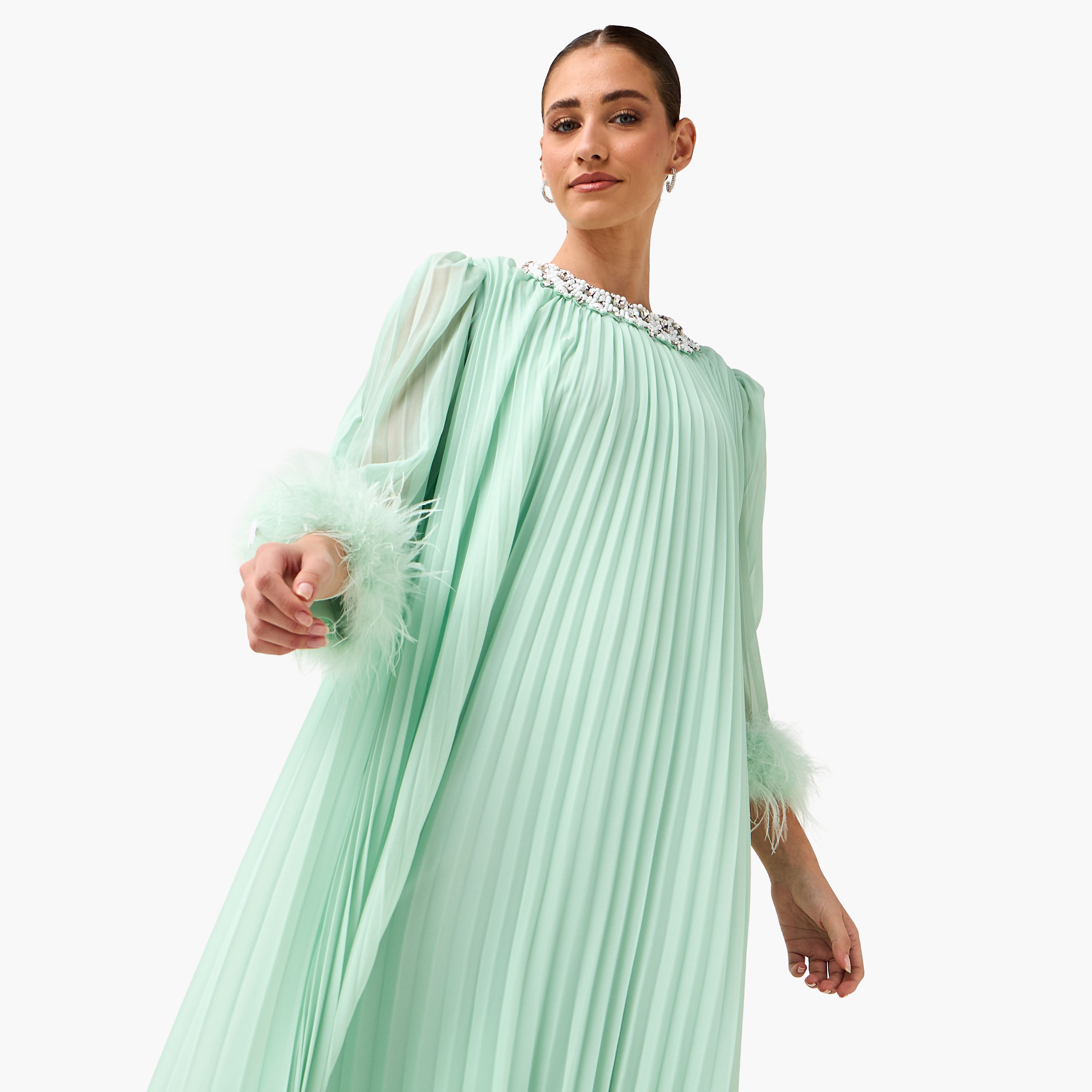 Embellished Women Dress with Fur Accent Cotton-women-clothing-dresses-image-8