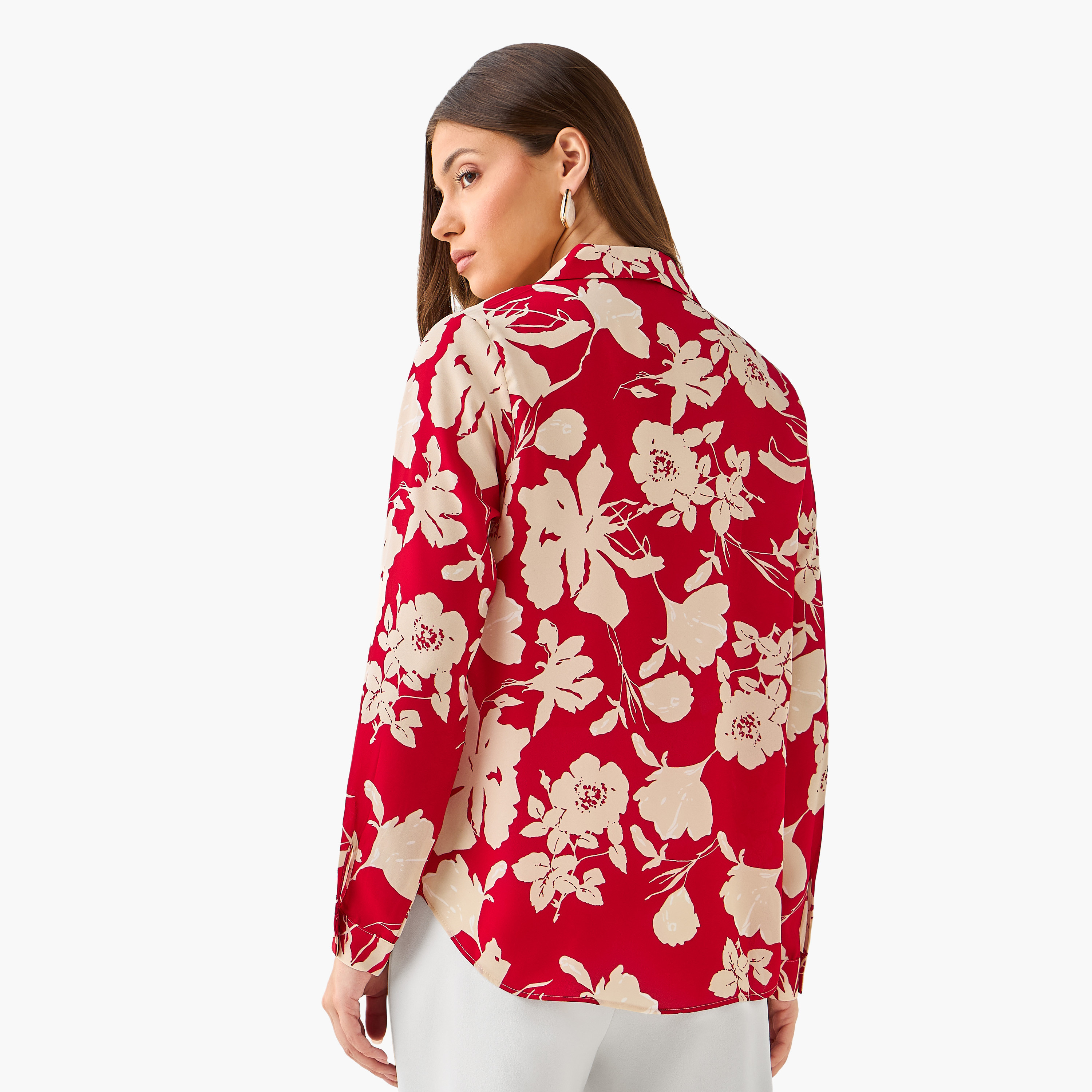 Floral Print Shirt with Notch Collar-women-clothing-shirtsandblouses-shirts-image-5