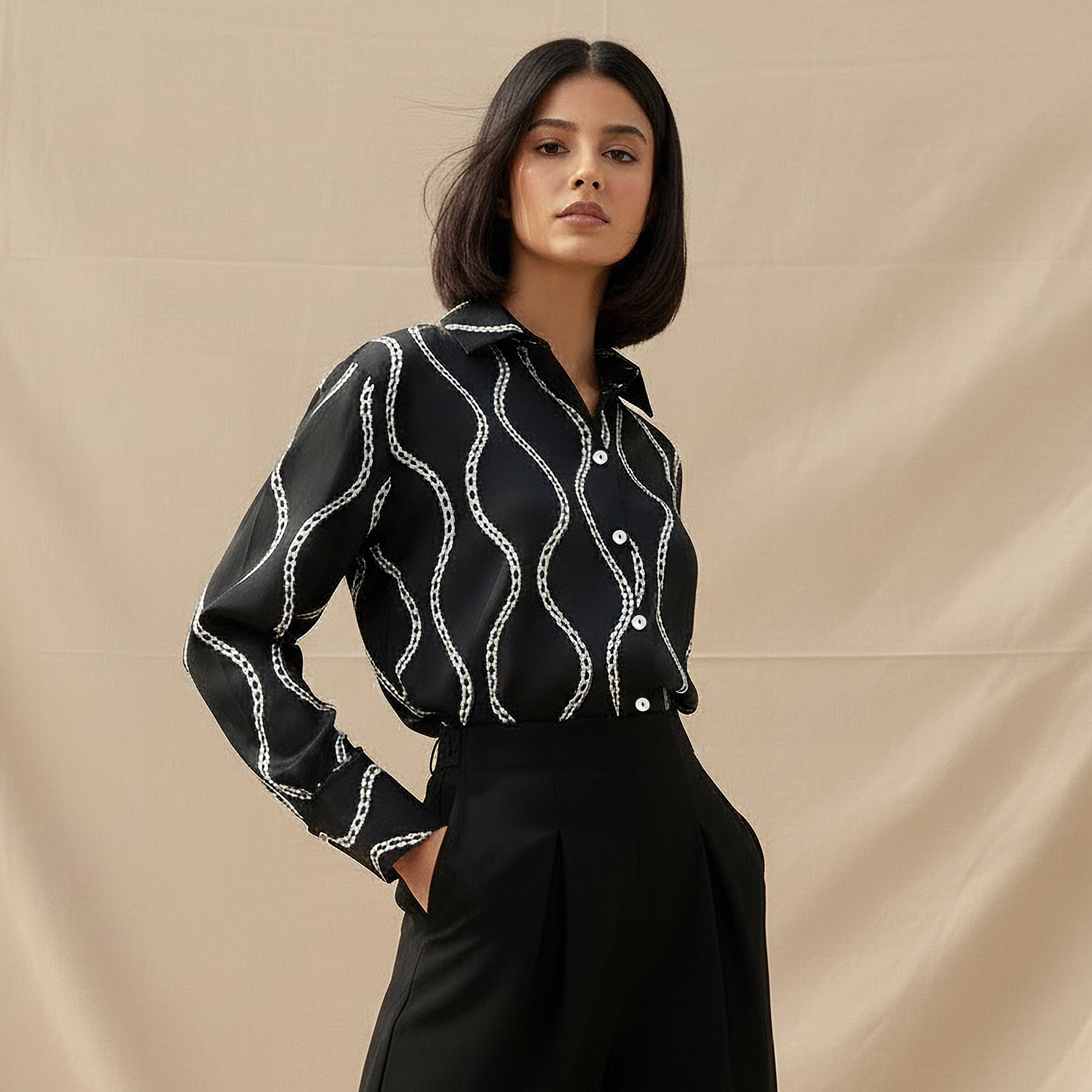 Printed Long Sleeves Shirt with Button Closure-women-clothing-shirtsandblouses-shirts-image-1