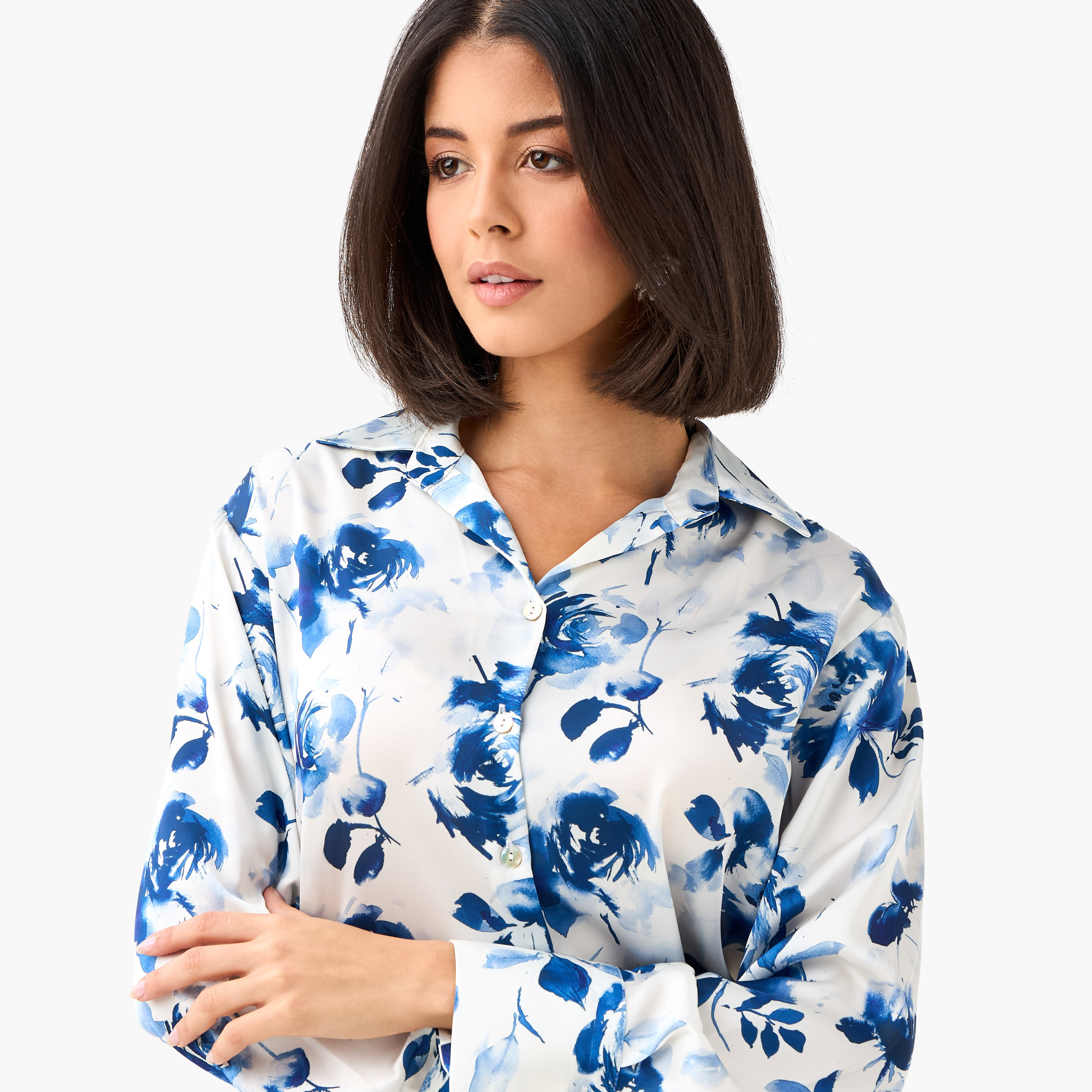 Floral Print Regular Fit Shirt with Collar-women-clothing-shirtsandblouses-shirts-image-6