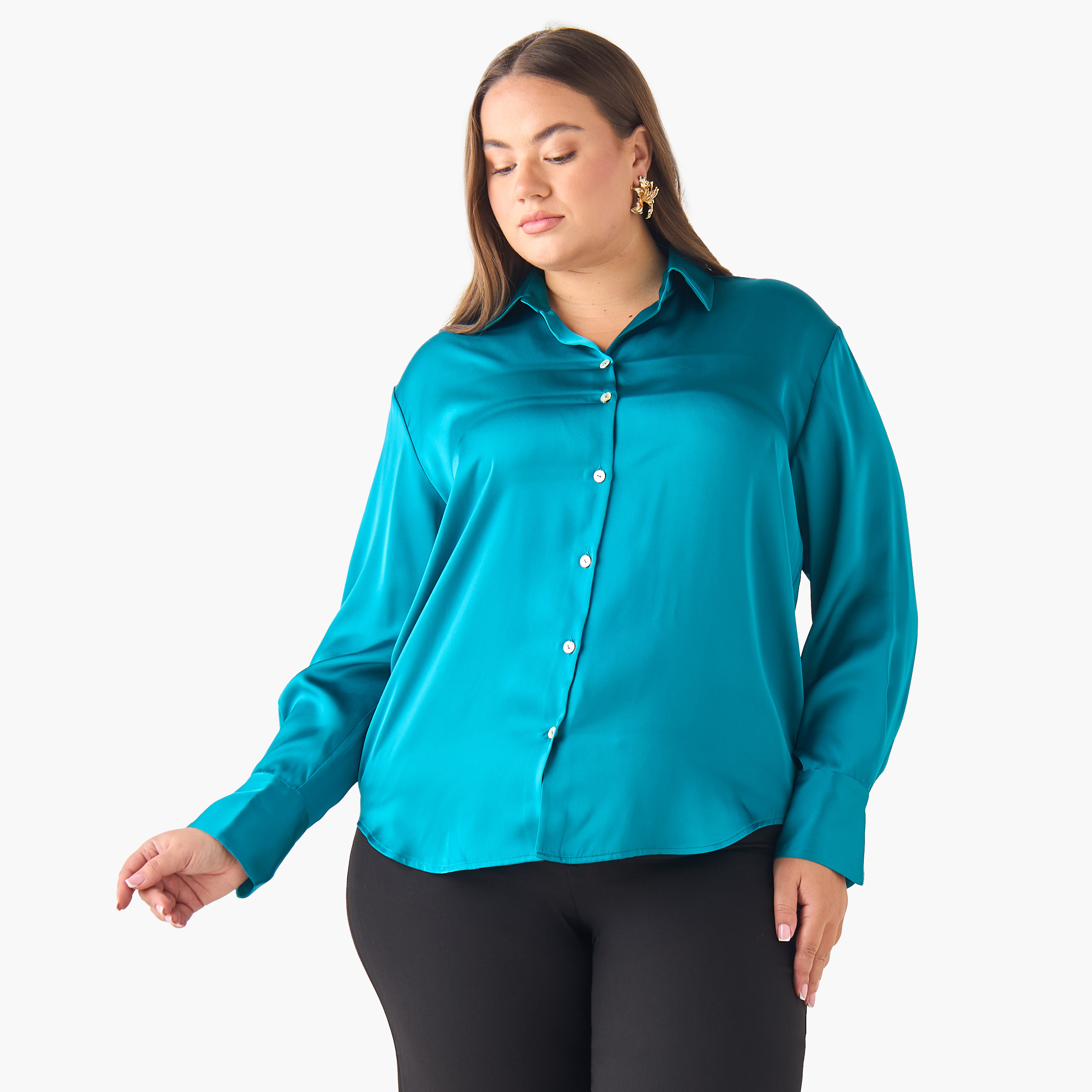 Regular Fit Polyester Shirt with Long Sleeves-women-clothing-shirtsandblouses-shirts-image-2
